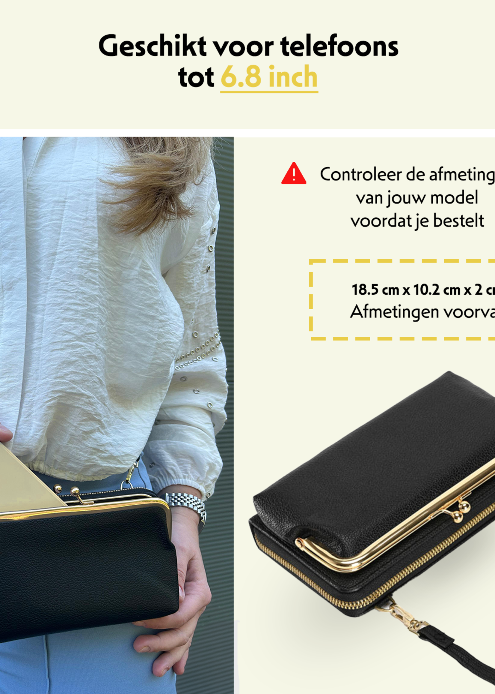 LUQ Crossbodytassen Dames Telefoontasjes - Kunstlederen Telefoontasje Dames Crossbody Schoudertas Met Clip - Zwart