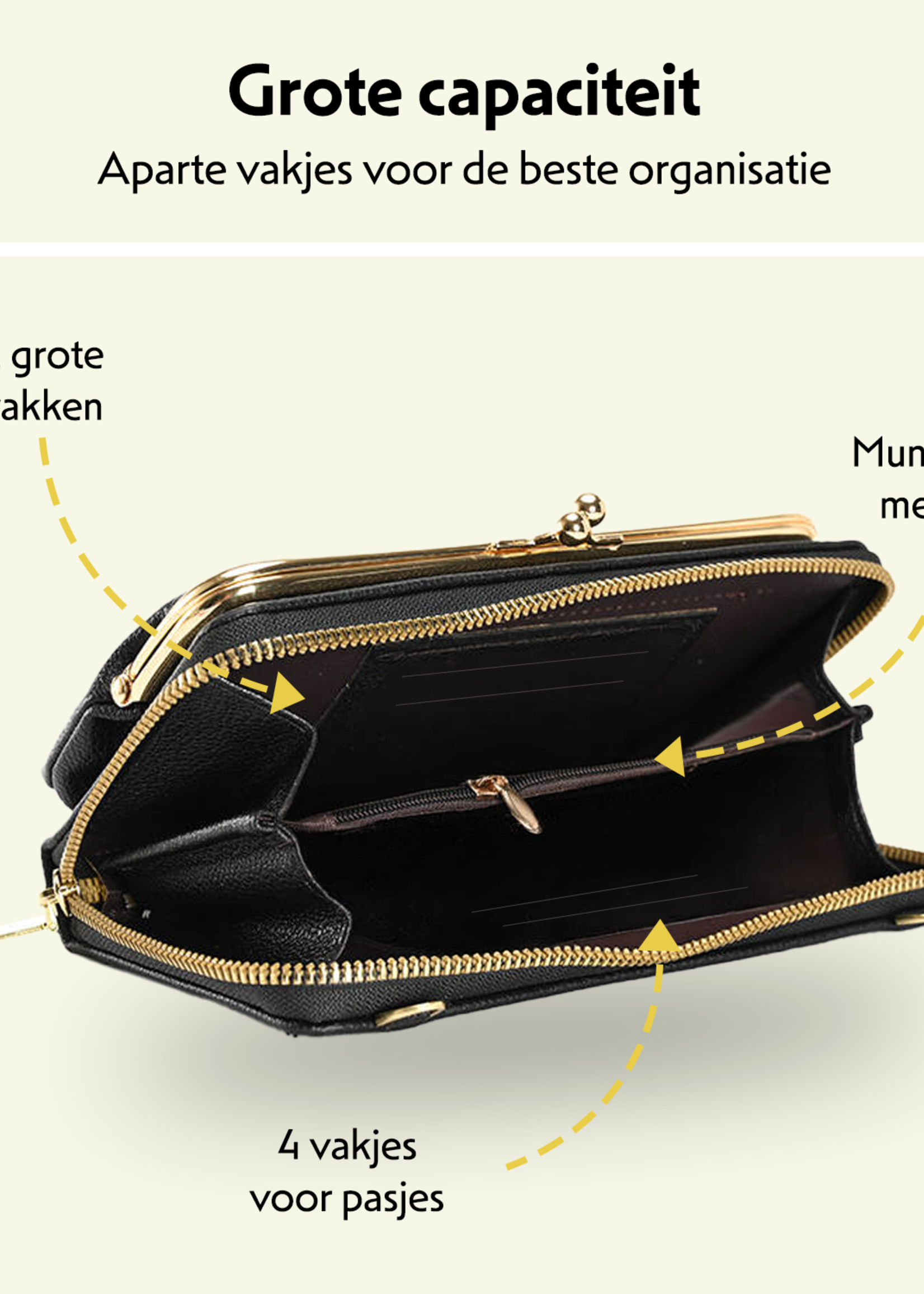 LUQ Crossbodytassen Dames Telefoontasjes - Kunstlederen Telefoontasje Dames Crossbody Schoudertas Met Clip - Zwart