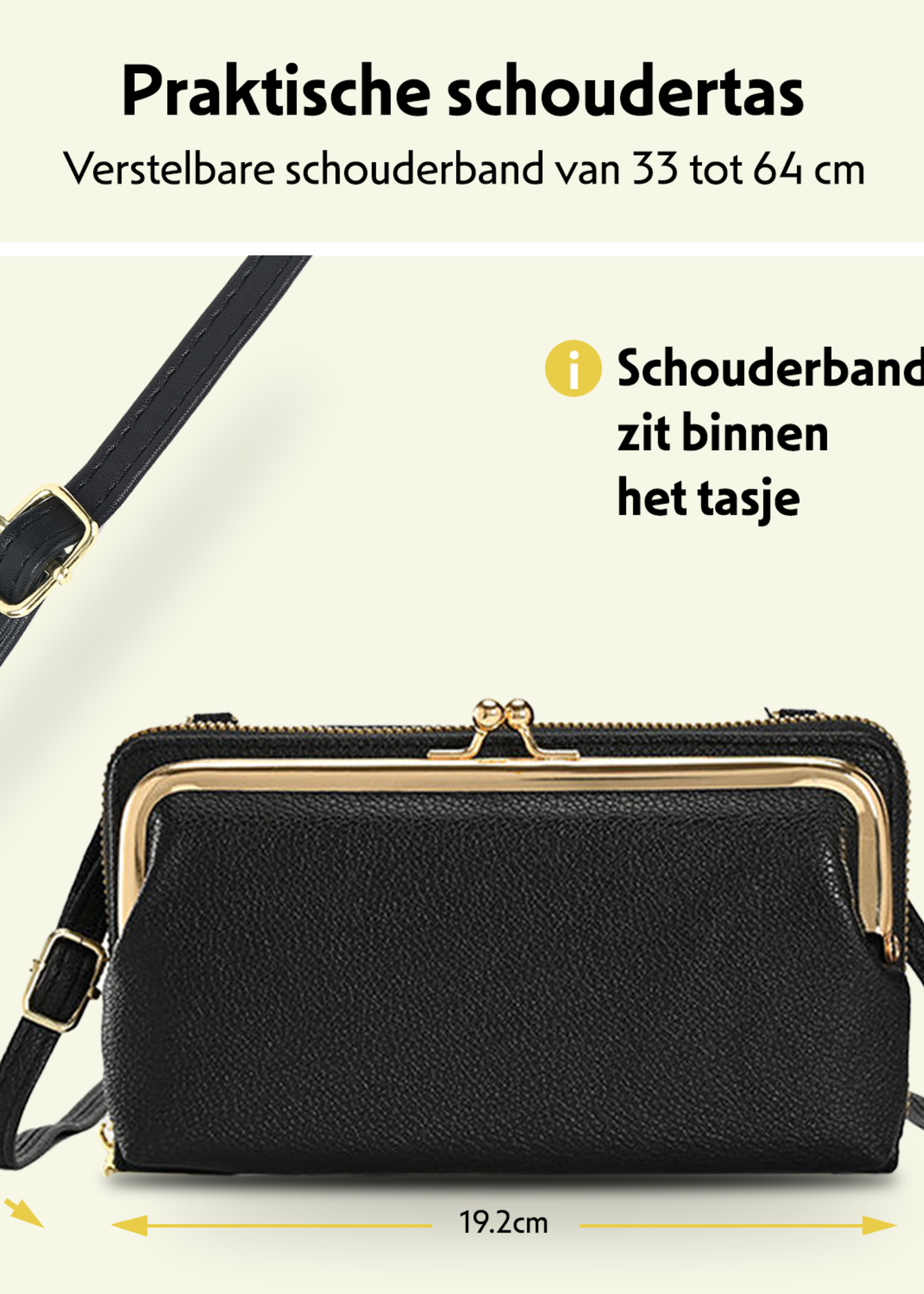 LUQ Crossbodytassen Dames Telefoontasjes - Kunstlederen Telefoontasje Dames Crossbody Schoudertas Met Clip - Zwart