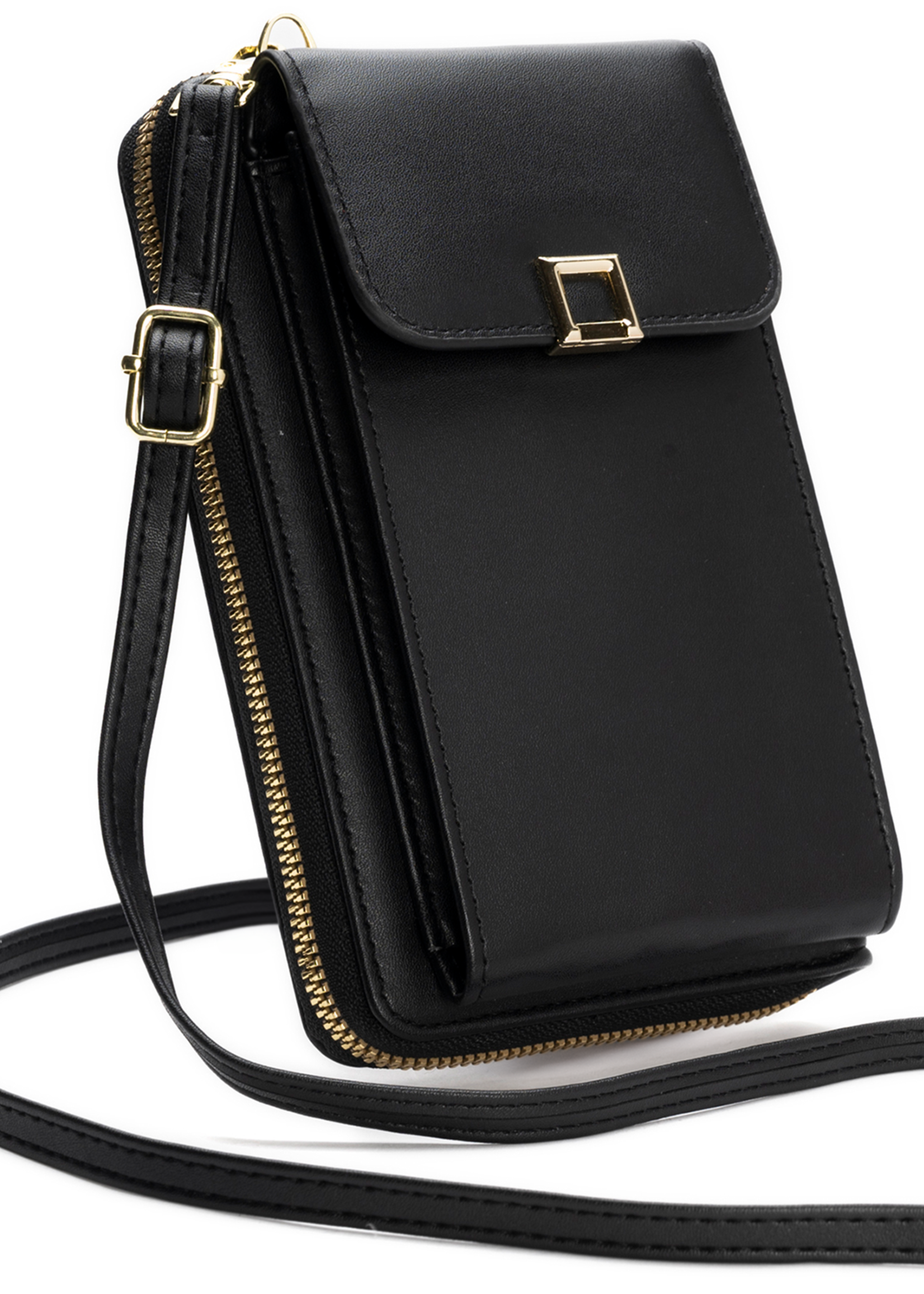 LUQ Crossbodytassen Dames Telefoontasjes - Kunstlederen Telefoontasje Dames Crossbody Schoudertas - Zwart