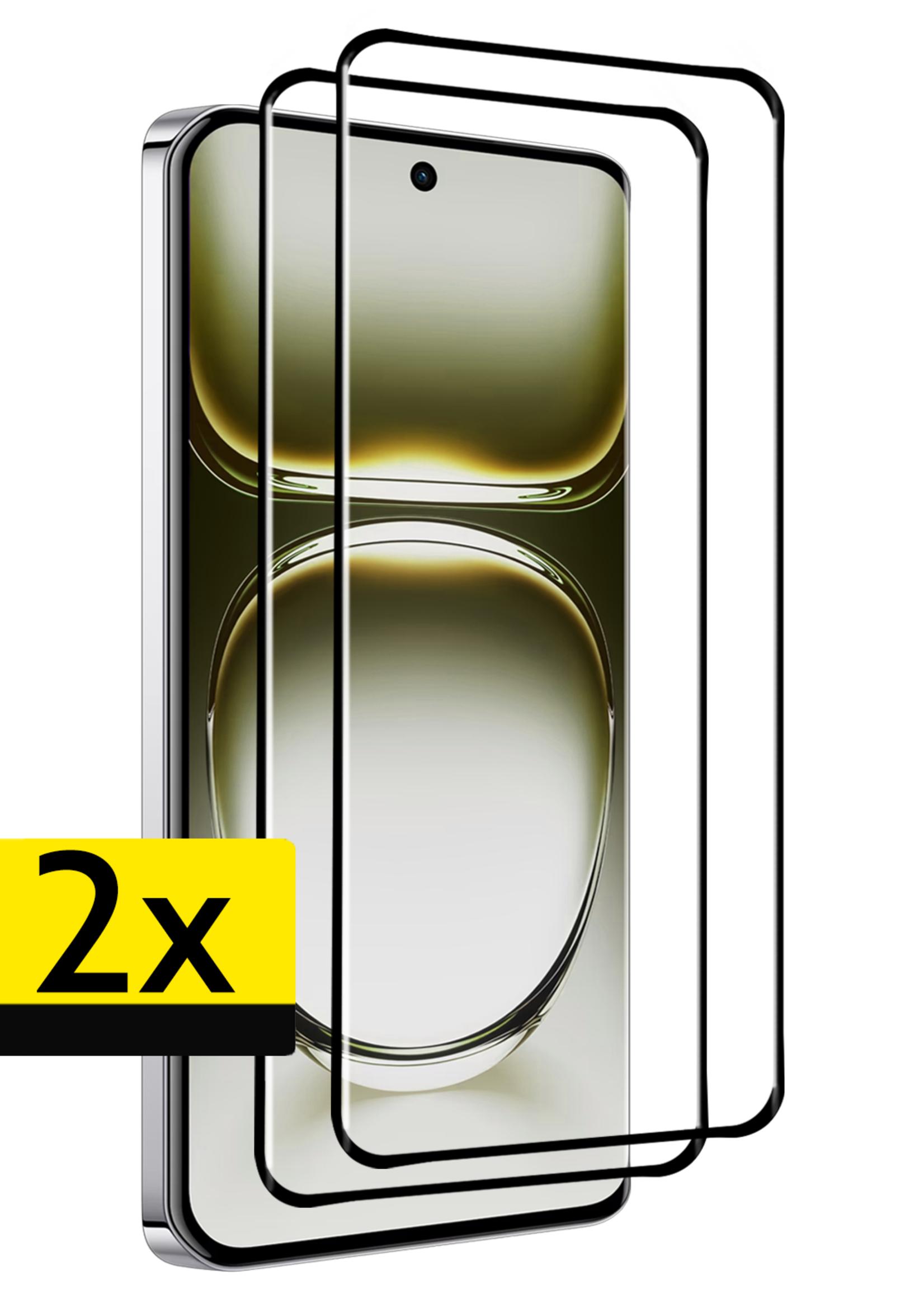 LUQ Screenprotector Geschikt voor Oppo Reno12 Screenprotector Beschermglas Full Cover - Screenprotector Geschikt voor Oppo Reno12 Screen Protector Full Cover - 2 Stuks