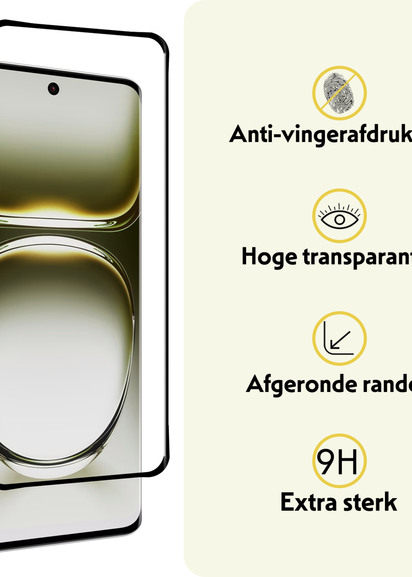 LUQ Screenprotector Geschikt voor Oppo Reno12 Screenprotector Beschermglas Full Cover - Screenprotector Geschikt voor Oppo Reno12 Screen Protector Full Cover - 2 Stuks