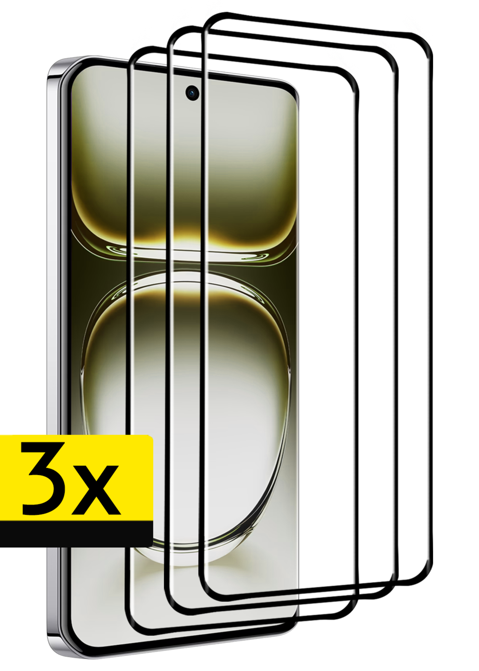 LUQ Screenprotector Geschikt voor Oppo Reno12 Screenprotector Beschermglas Full Cover - Screenprotector Geschikt voor Oppo Reno12 Screen Protector Full Cover - 3 Stuks