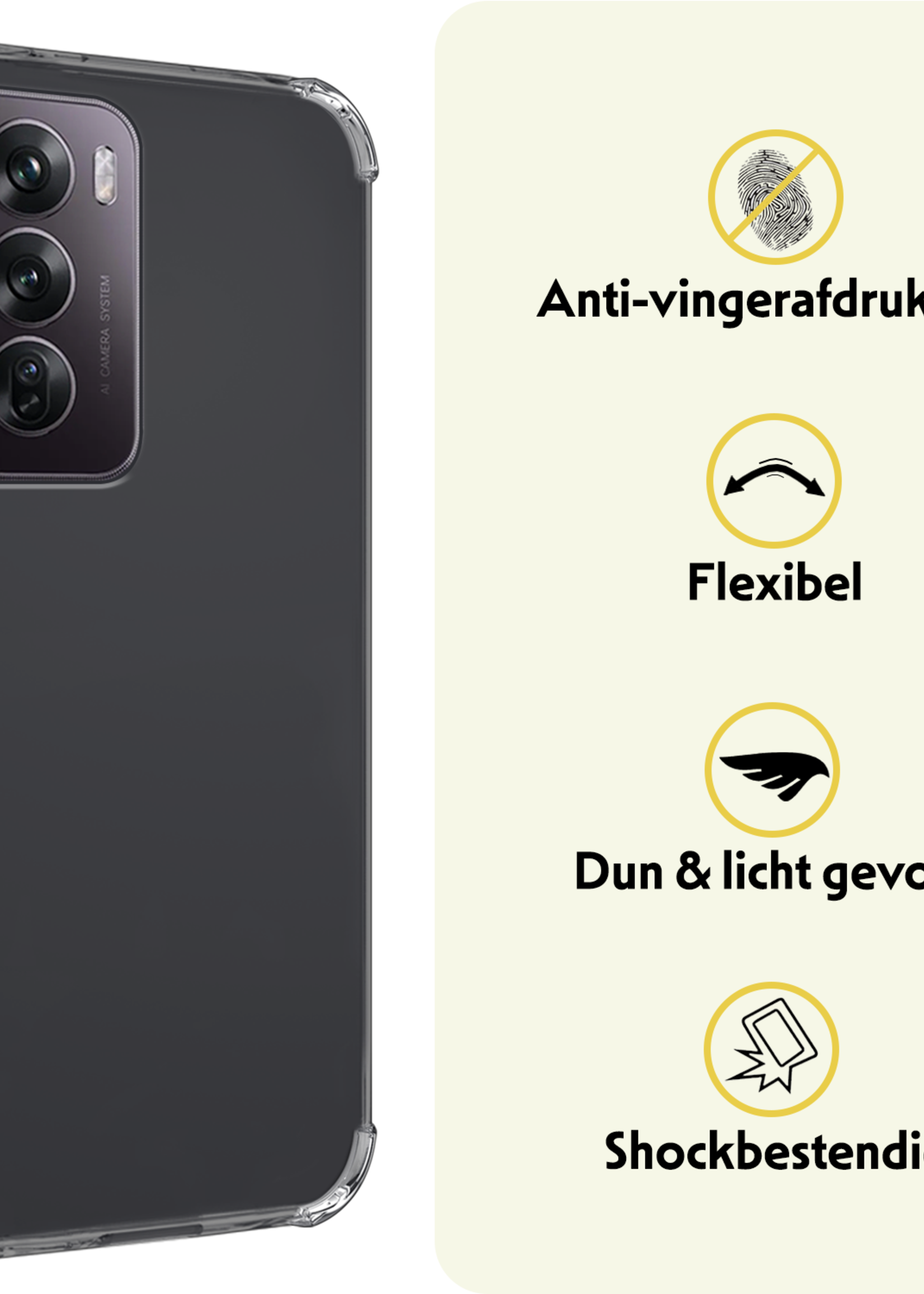 LUQ Hoesje Geschikt voor Oppo Reno12 Hoesje Shock Proof Cover Case Shockproof - Hoes Geschikt voor Oppo Reno12 Hoes Siliconen Back Case - Transparant - 2 PACK