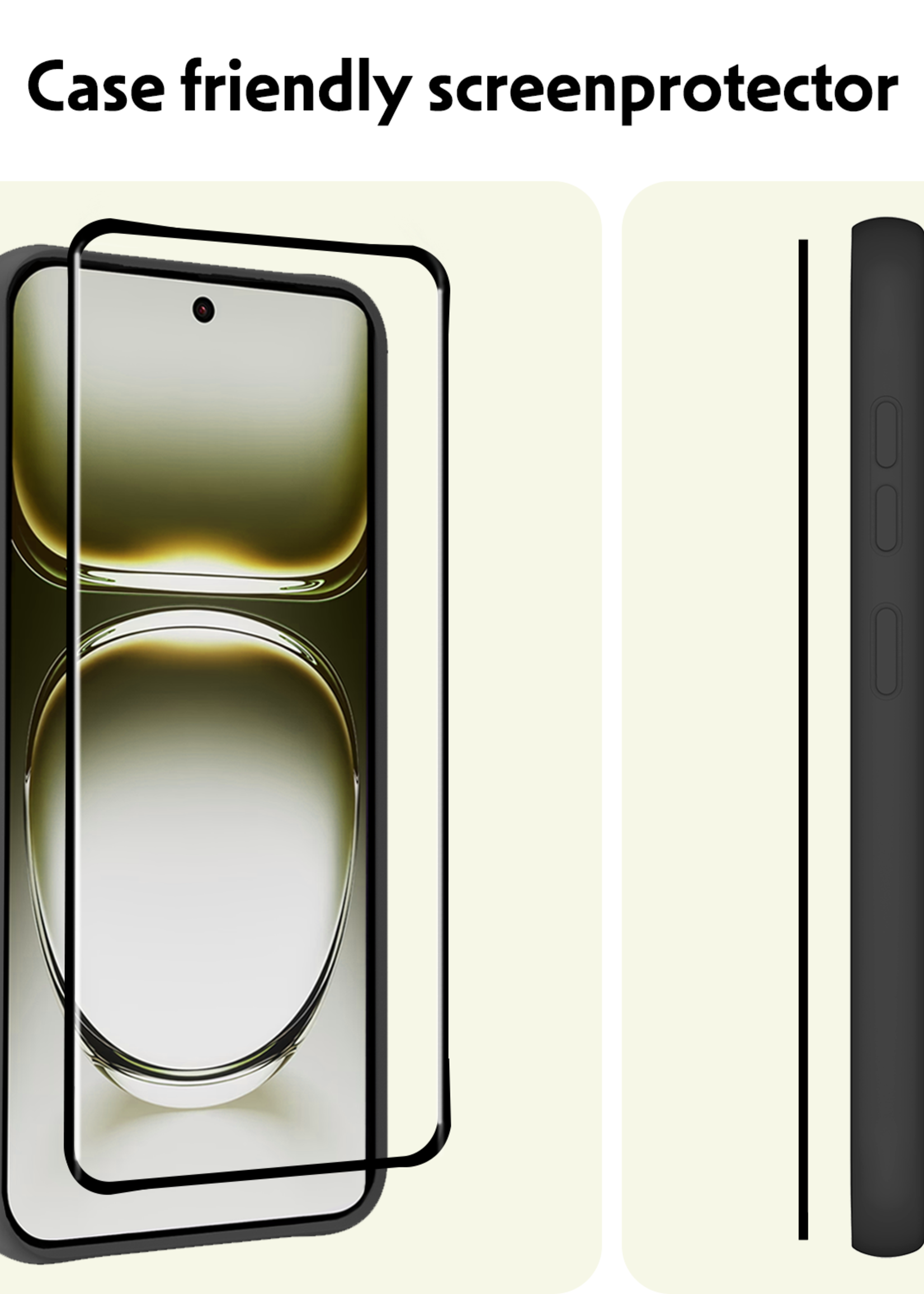 LUQ Screenprotector Geschikt voor Oppo Reno12 Pro Screenprotector Beschermglas Full Cover - Screenprotector Geschikt voor Oppo Reno12 Pro Screen Protector Full Cover