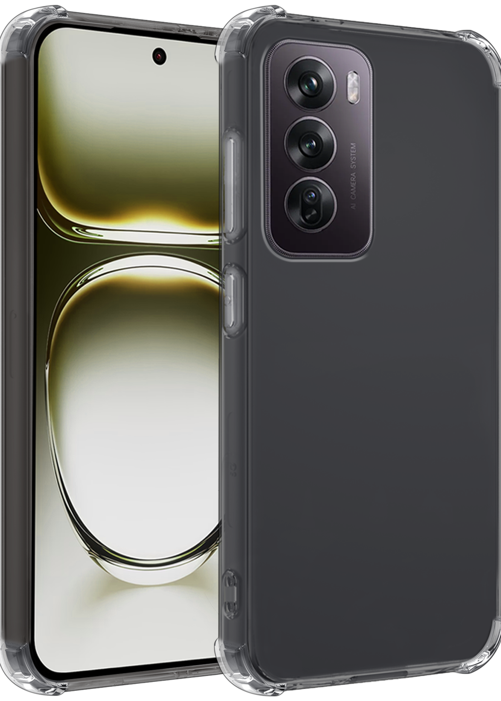 LUQ Hoesje Geschikt voor Oppo Reno12 Pro Hoesje Shock Proof Cover Case Shockproof - Hoes Geschikt voor Oppo Reno12 Pro Hoes Siliconen Back Case - Transparant