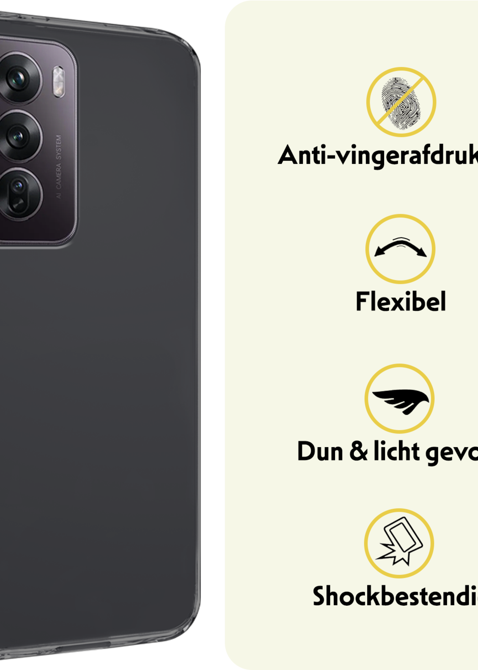 LUQ Hoes Geschikt voor Oppo Reno12 Pro Hoesje Siliconen Back Cover Case - Hoesje Geschikt voor Oppo Reno12 Pro Hoes Cover Hoesje - Transparant