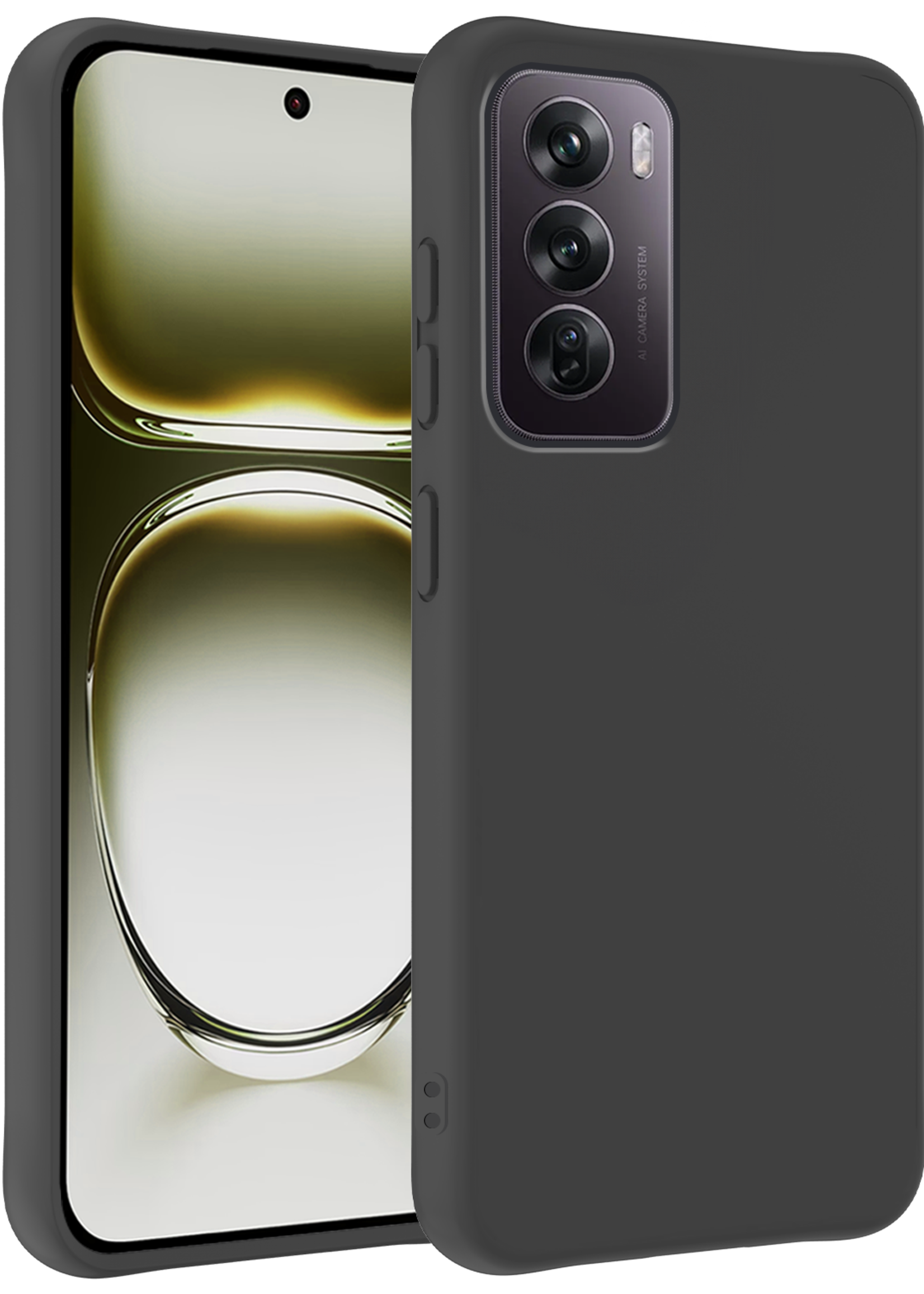 LUQ Hoes Geschikt voor Oppo Reno12 Pro Hoesje Siliconen Back Cover Case - Hoesje Geschikt voor Oppo Reno12 Pro Hoes Cover Hoesje - Zwart