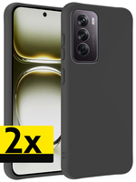 LUQ LUQ Oppo Reno12 Pro Hoesje Siliconen - Zwart - 2 PACK