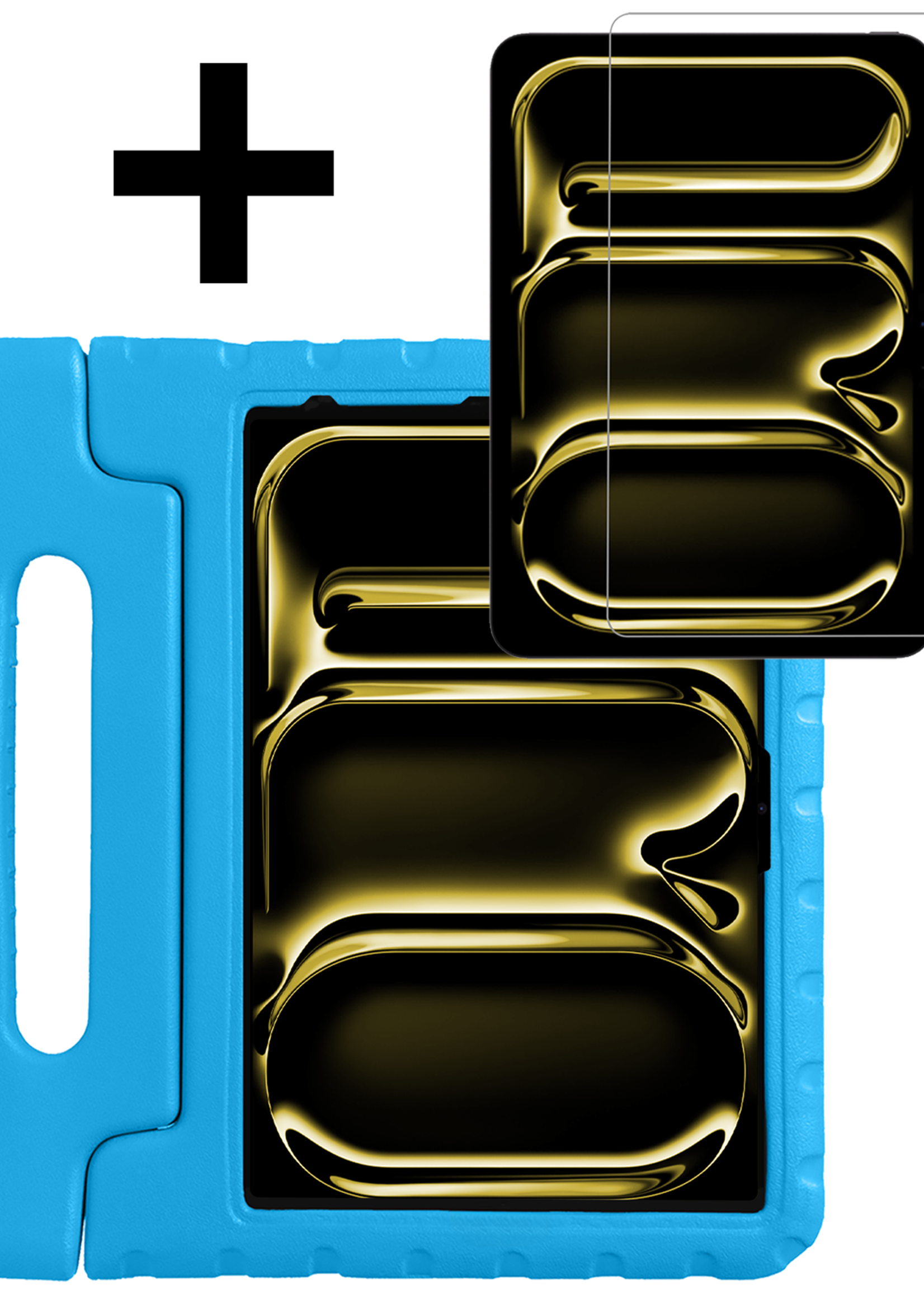 LUQ iPad Pro 13 inch 2024 Hoes Kinder Hoesje Kids Case Cover Kids Proof Met Screenprotector - iPad Pro 13 inch 2024 Kinder Hoes - Licht Blauw