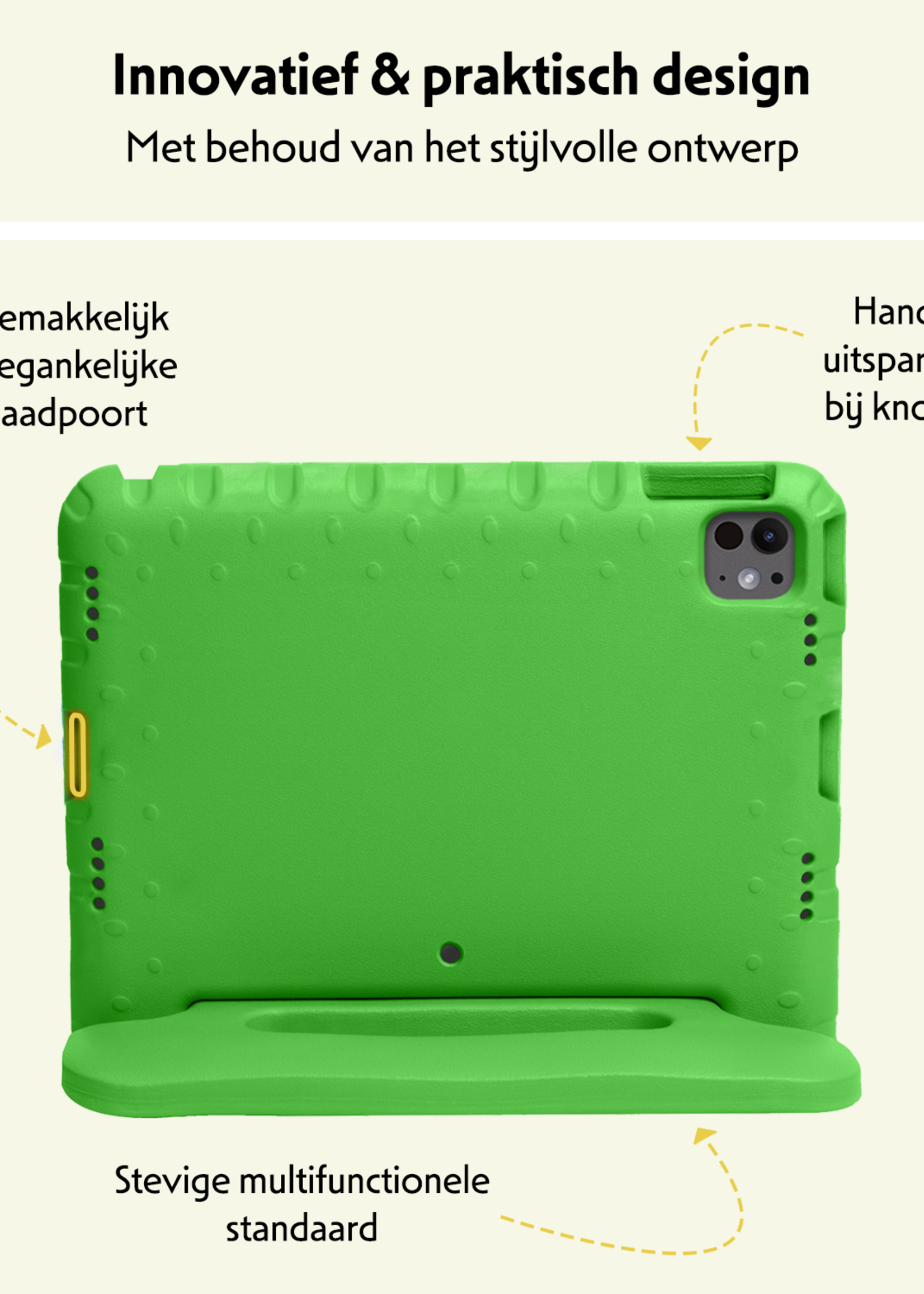 LUQ iPad Pro 13 inch 2024 Hoes Kinder Hoesje Kids Case Cover Kids Proof Met Screenprotector - iPad Pro 13 inch 2024 Kinder Hoes - Groen