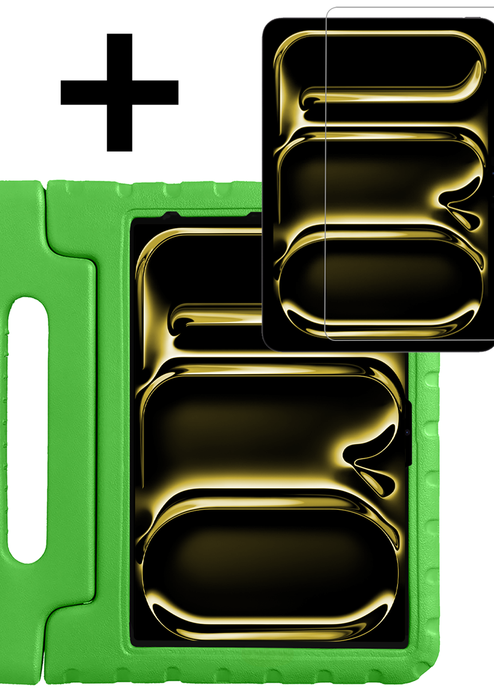 LUQ iPad Pro 13 inch 2024 Hoes Kinder Hoesje Kids Case Cover Kids Proof Met Screenprotector - iPad Pro 13 inch 2024 Kinder Hoes - Groen