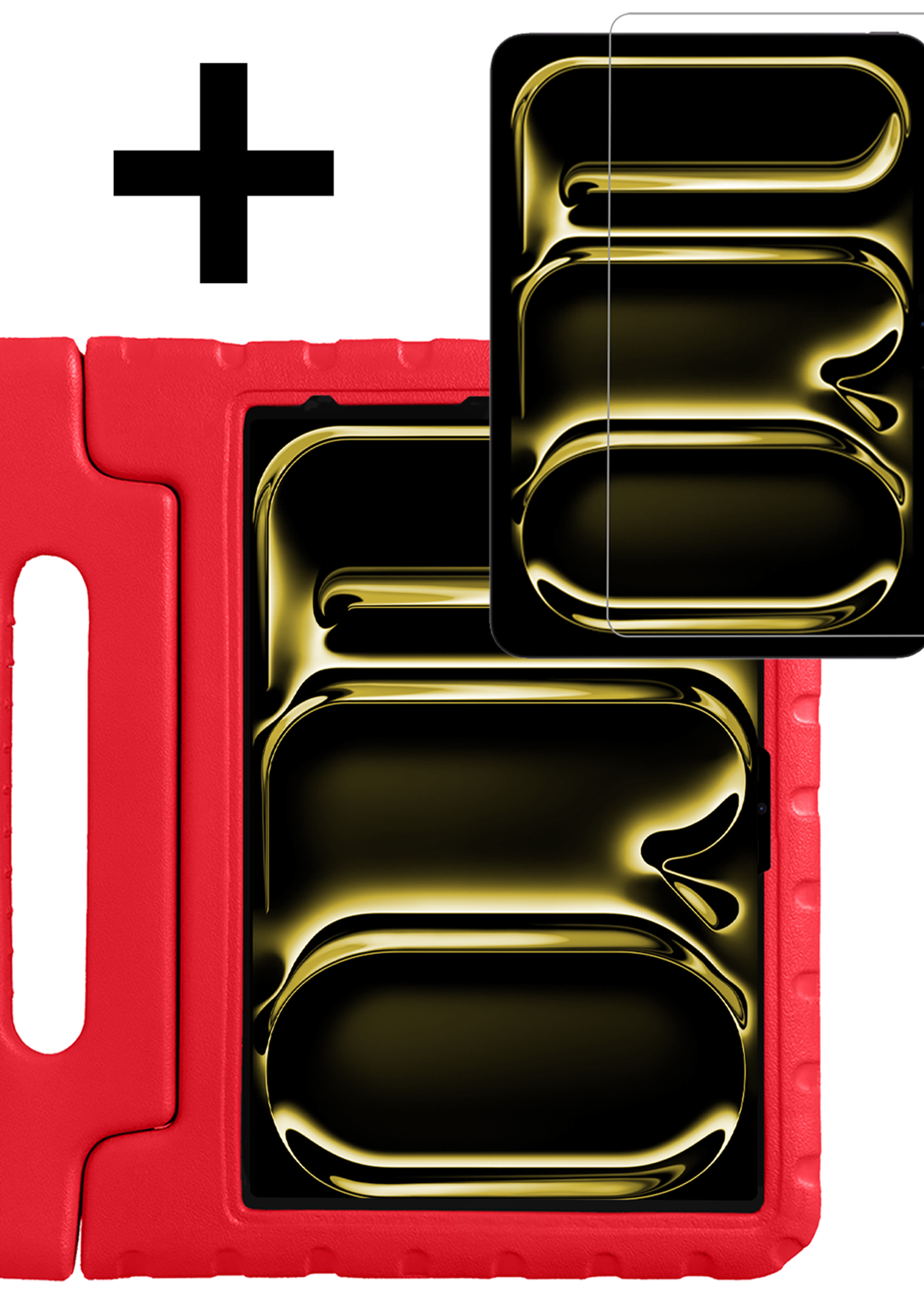 LUQ iPad Pro 13 inch 2024 Hoes Kinder Hoesje Kids Case Cover Kids Proof Met Screenprotector - iPad Pro 13 inch 2024 Kinder Hoes - Rood