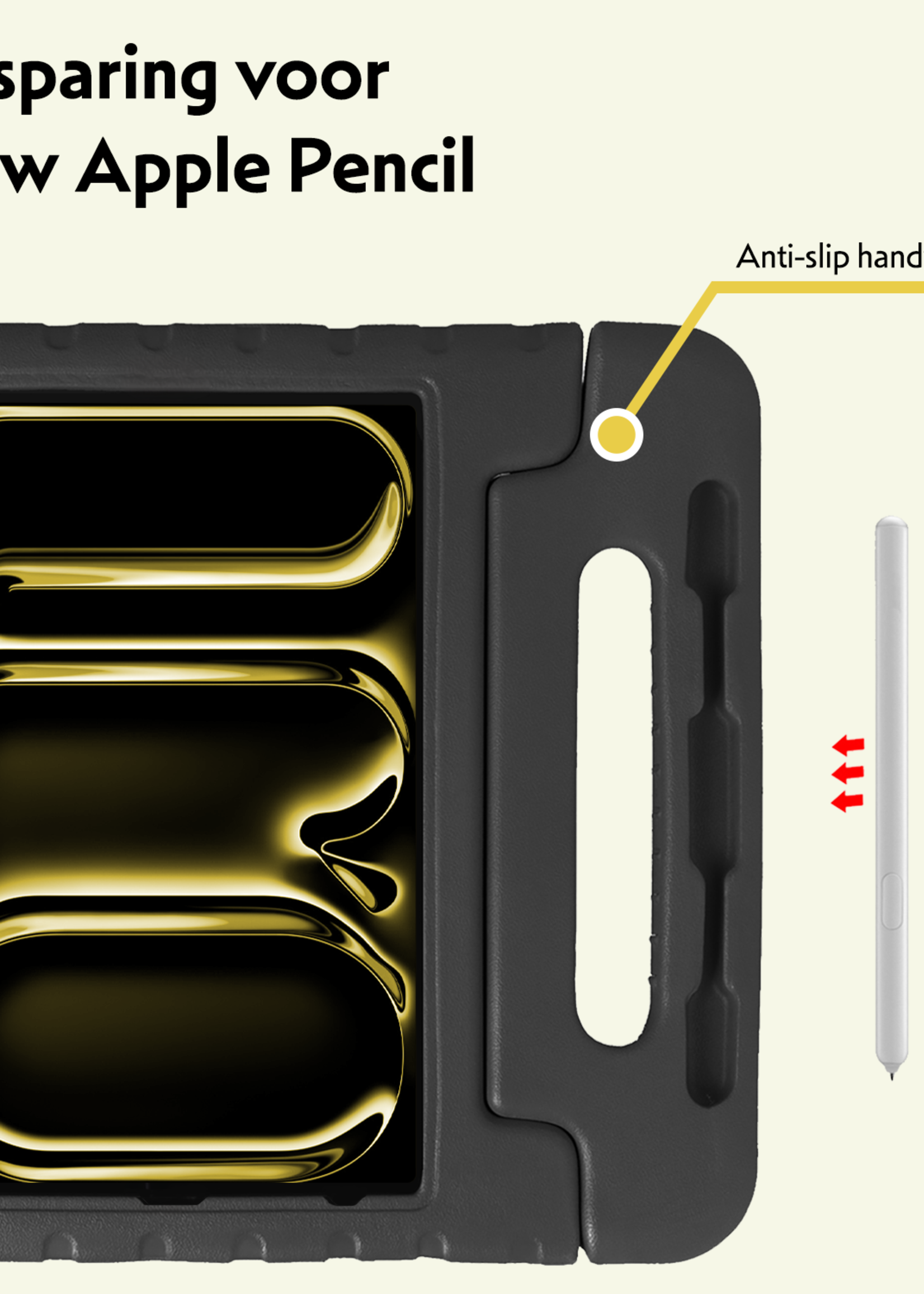 LUQ iPad Pro 13 inch 2024 Hoes Kinder Hoesje Kids Case Cover Kids Proof Met Screenprotector - iPad Pro 13 inch 2024 Kinder Hoes - Zwart