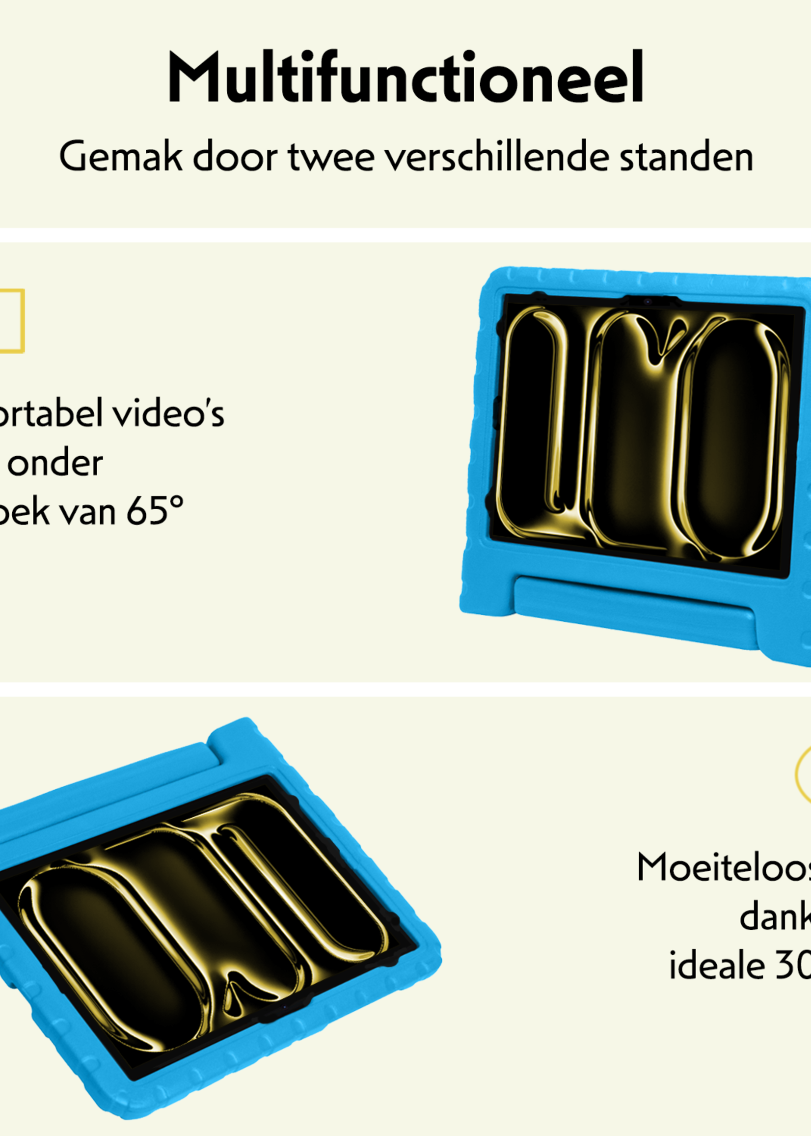 LUQ iPad Pro 13 inch 2024 Hoes Kinder Hoesje Kids Case Cover Kids Proof Met 2x Screenprotector - iPad Pro 13 inch 2024 Kinder Hoes - Licht Blauw