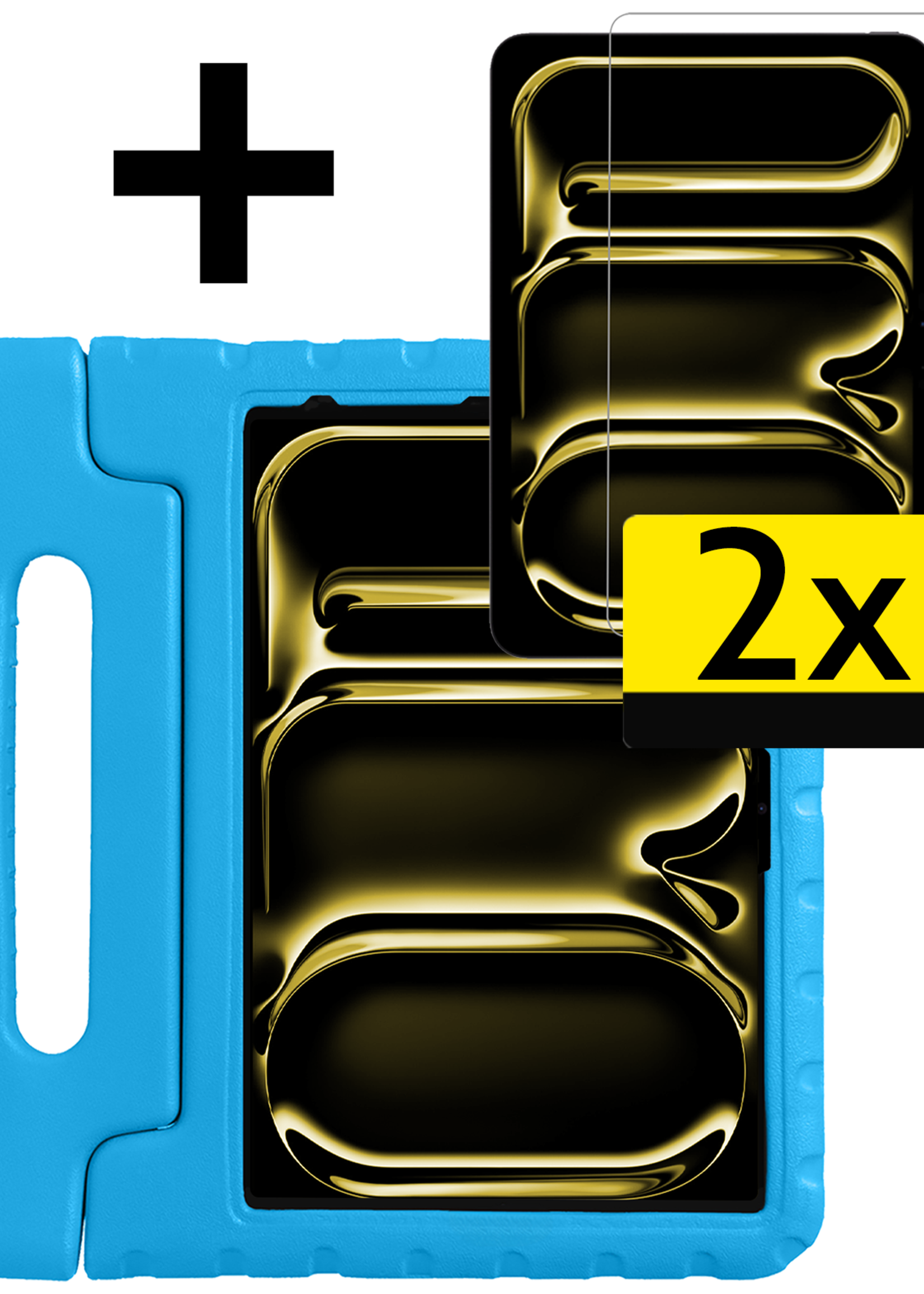 LUQ iPad Pro 13 inch 2024 Hoes Kinder Hoesje Kids Case Cover Kids Proof Met 2x Screenprotector - iPad Pro 13 inch 2024 Kinder Hoes - Licht Blauw