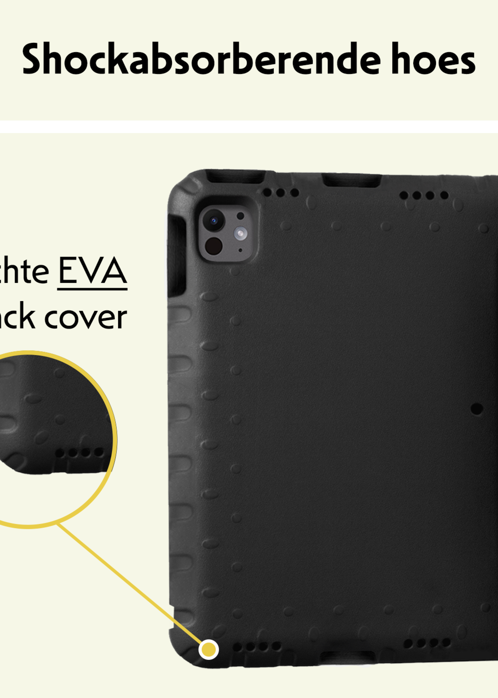 LUQ iPad Pro 13 inch 2024 Hoes Kinder Hoesje Kids Case Cover Kids Proof Met 2x Screenprotector - iPad Pro 13 inch 2024 Kinder Hoes - Zwart