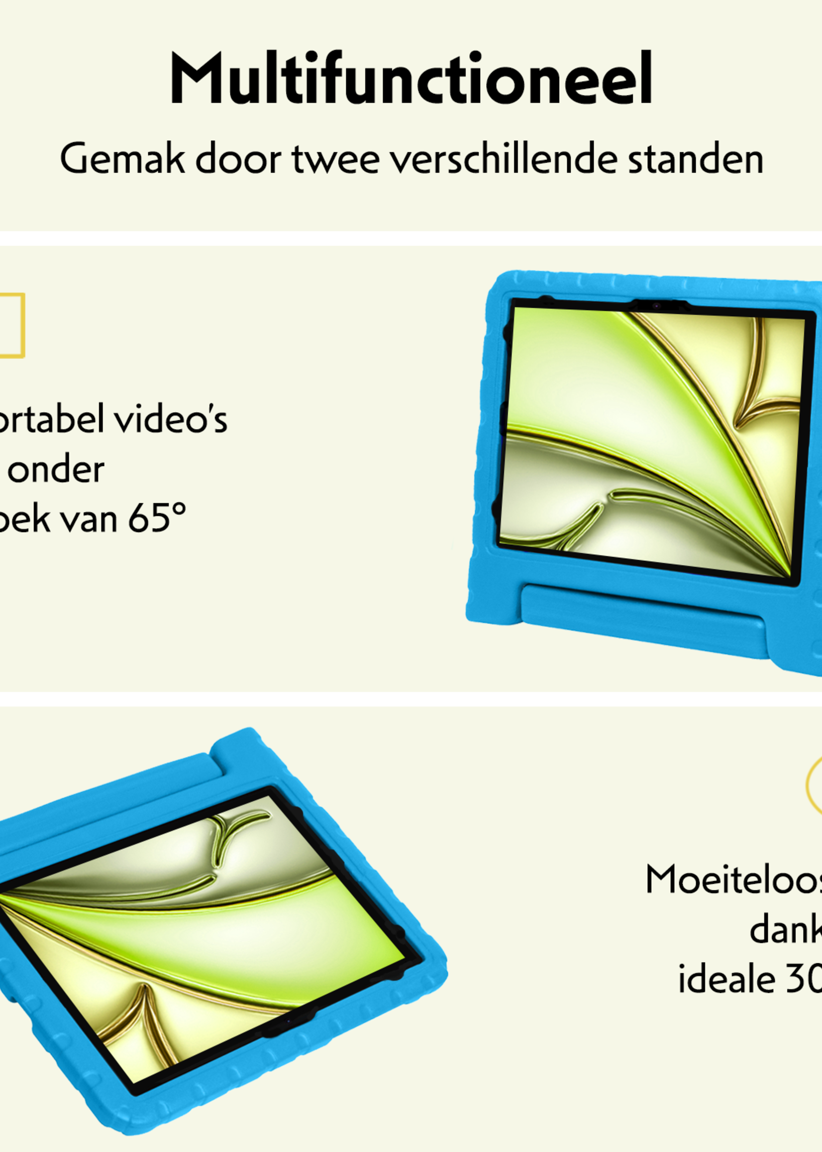 LUQ iPad Air 2024 Hoes Kinder Hoesje Kids Case Cover Kids Proof - iPad Air 6 (13 inch) Kinder Hoes - Licht Blauw