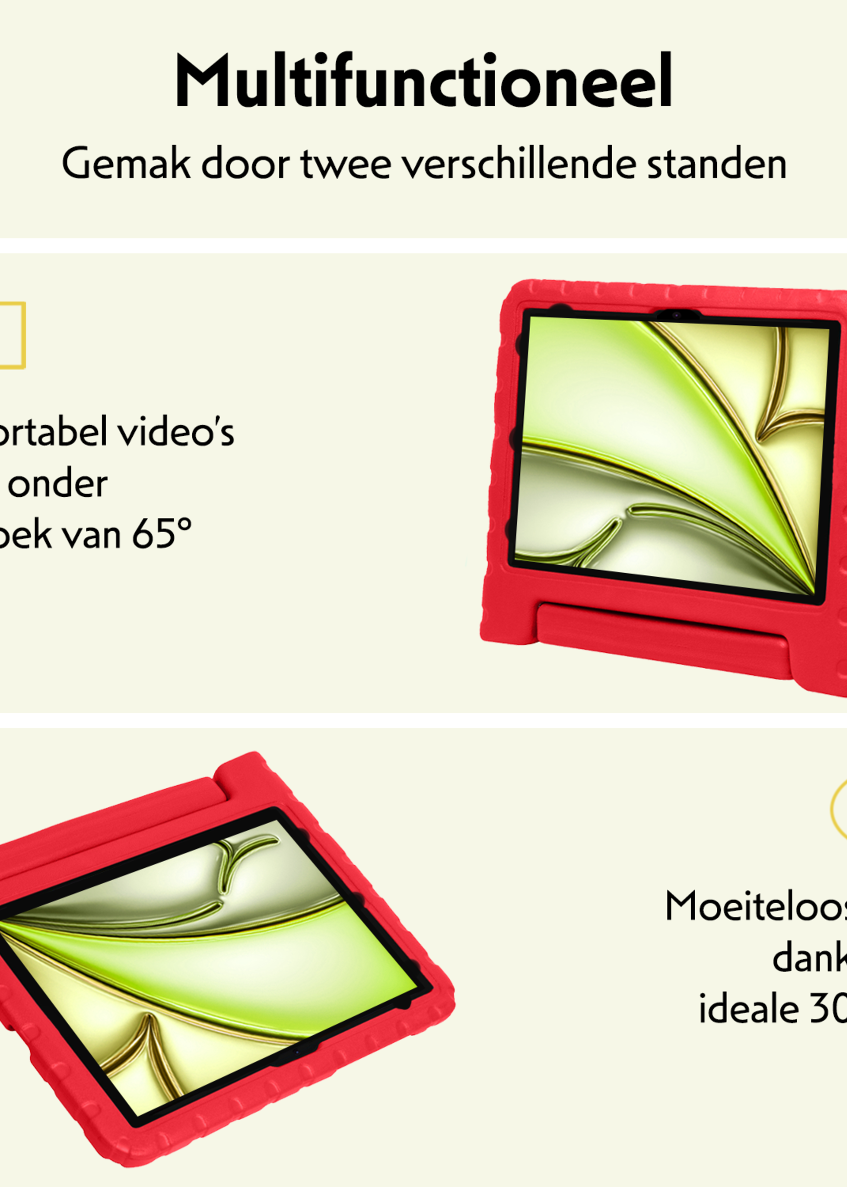 LUQ iPad Air 2024 Hoes Kinder Hoesje Kids Case Cover Kids Proof - iPad Air 6 (13 inch) Kinder Hoes - Rood