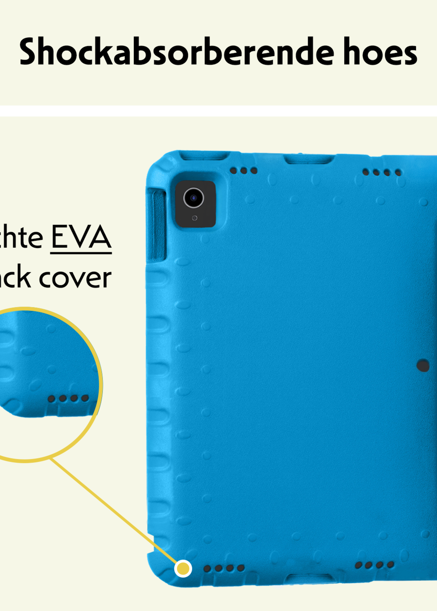 LUQ iPad Air 2024 Hoes Kinder Hoesje Kids Case Cover Kids Proof Met Screenprotector - iPad Air 6 (13 inch) Kinder Hoes - Licht Blauw