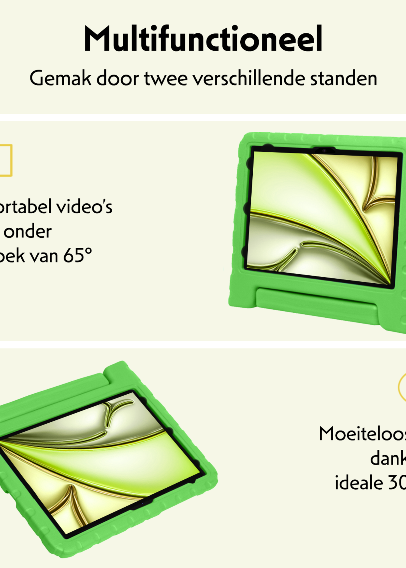 LUQ iPad Air 2024 Hoes Kinder Hoesje Kids Case Cover Kids Proof Met Screenprotector - iPad Air 6 (13 inch) Kinder Hoes - Groen