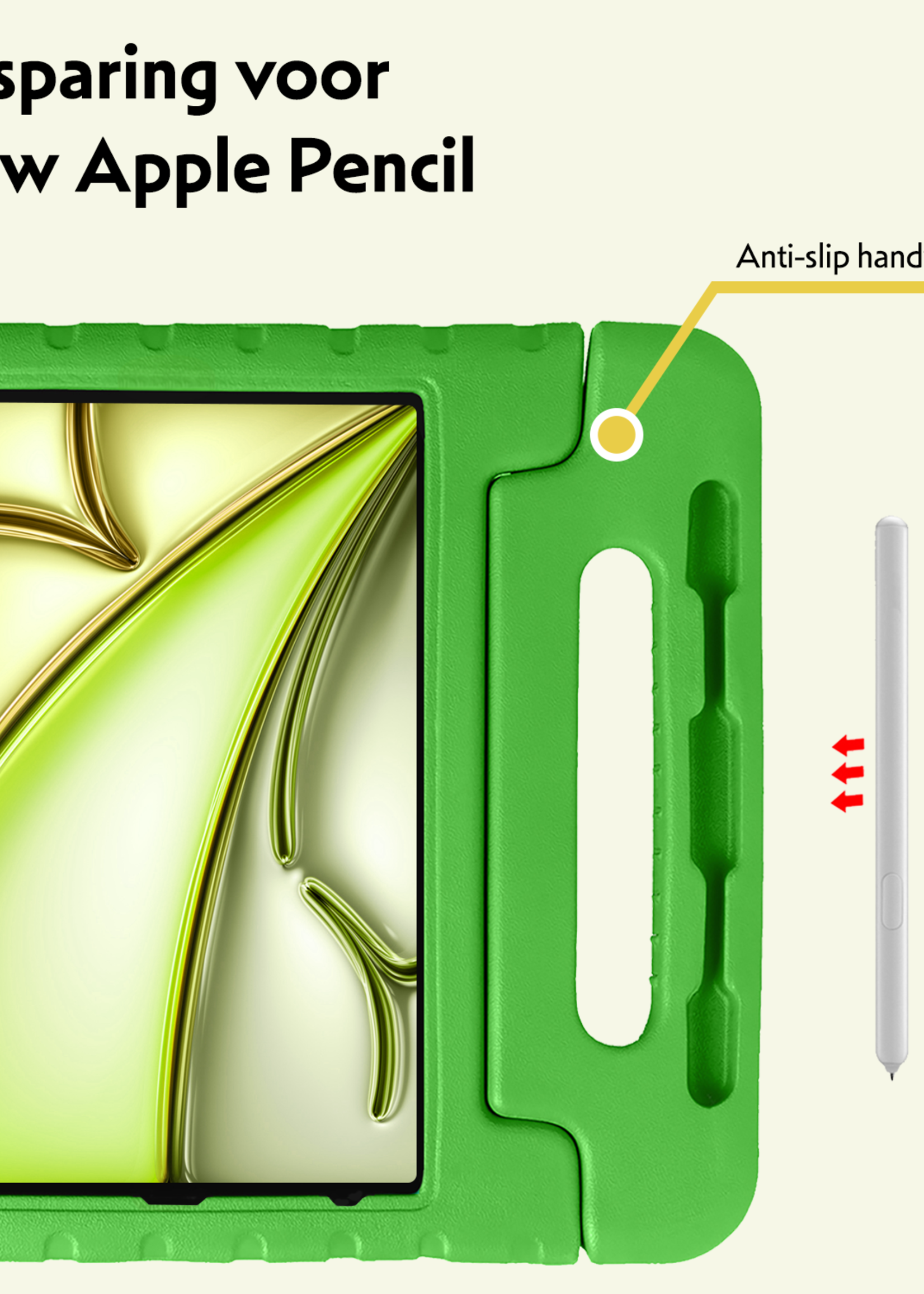 LUQ iPad Air 2024 Hoes Kinder Hoesje Kids Case Cover Kids Proof Met Screenprotector - iPad Air 6 (13 inch) Kinder Hoes - Groen