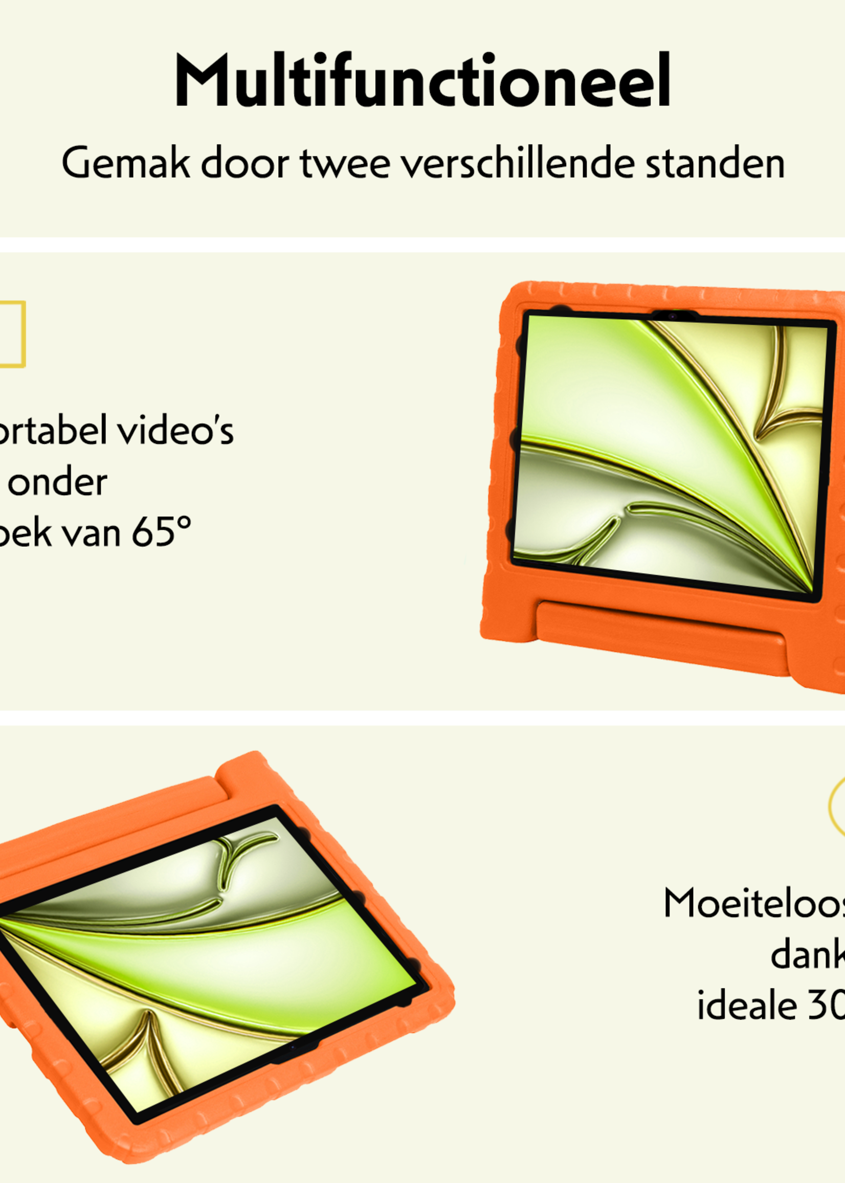 LUQ iPad Air 2024 Hoes Kinder Hoesje Kids Case Cover Kids Proof Met Screenprotector - iPad Air 6 (13 inch) Kinder Hoes - Oranje