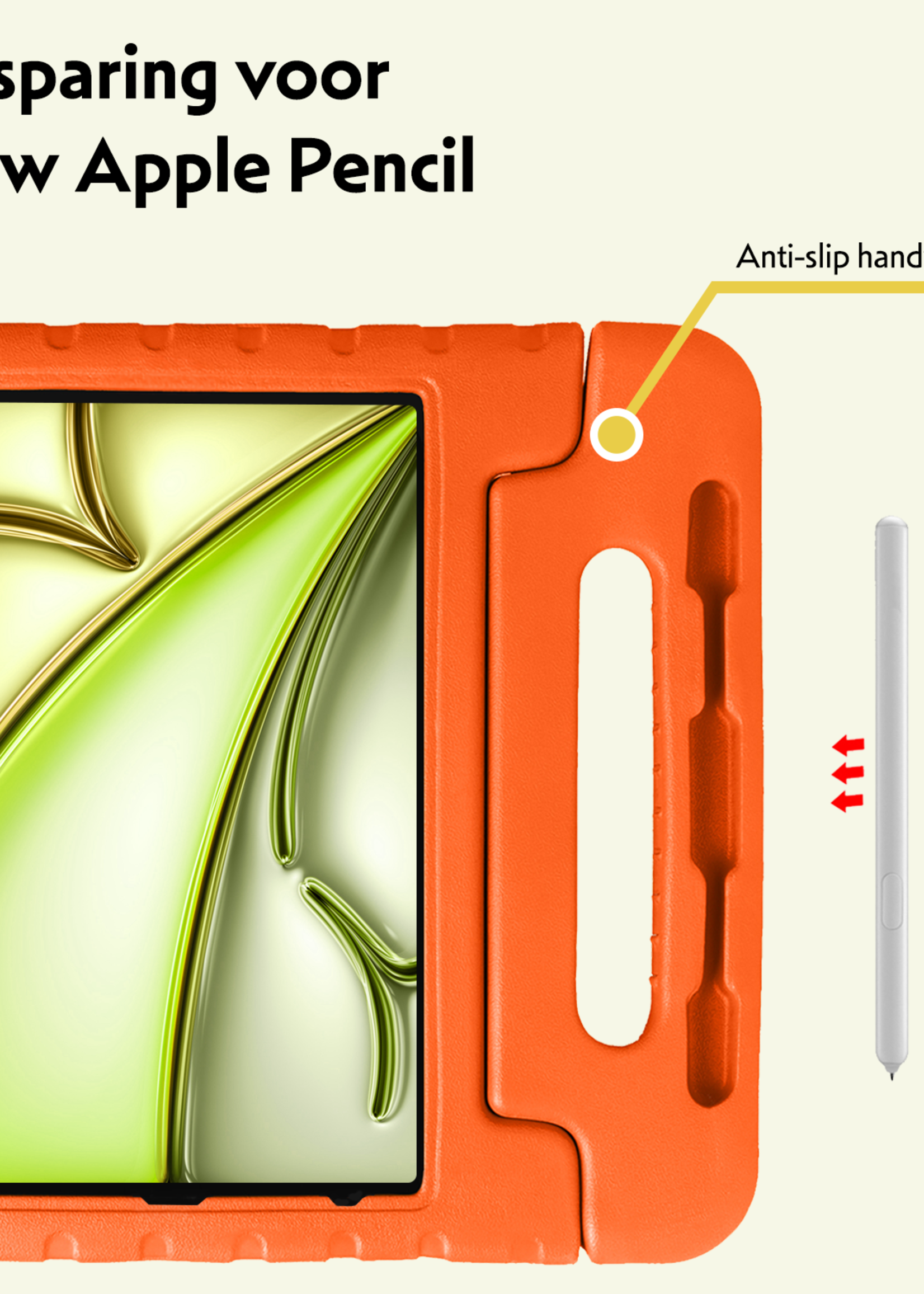 LUQ iPad Air 2024 Hoes Kinder Hoesje Kids Case Cover Kids Proof Met Screenprotector - iPad Air 6 (13 inch) Kinder Hoes - Oranje