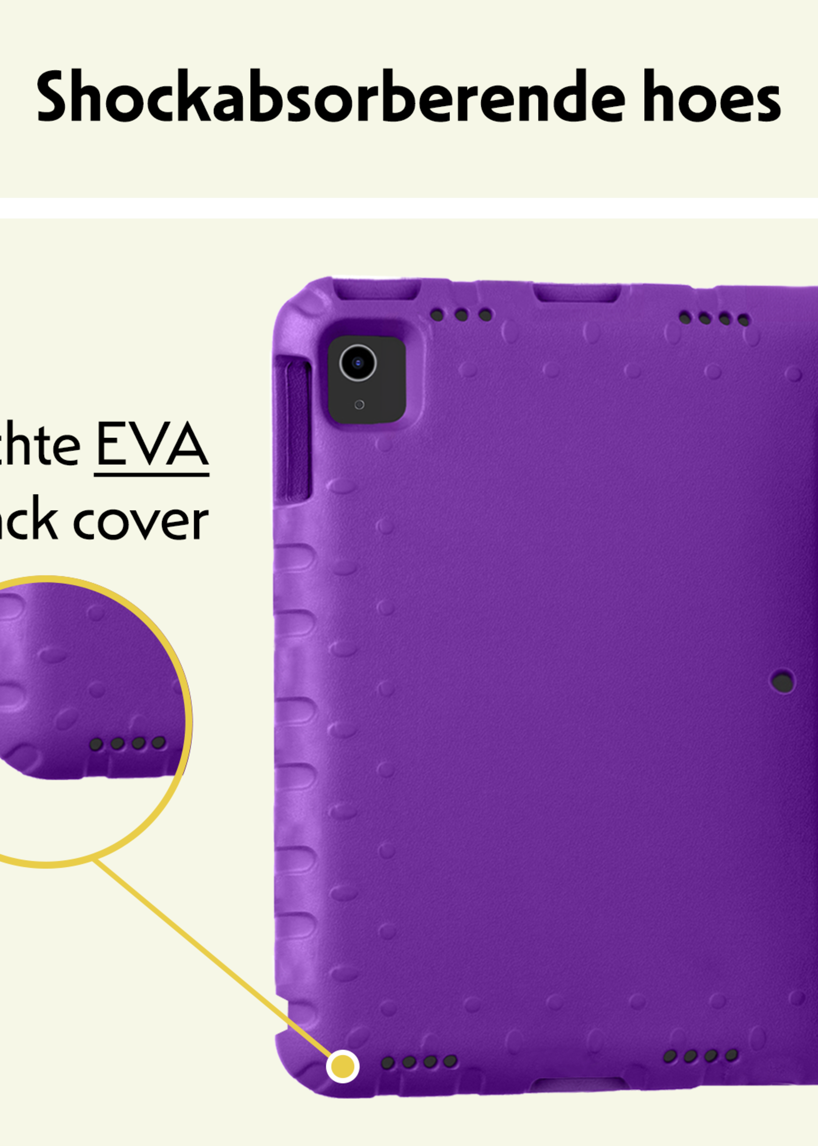 LUQ iPad Air 2024 Hoes Kinder Hoesje Kids Case Cover Kids Proof Met Screenprotector - iPad Air 6 (13 inch) Kinder Hoes - Paars