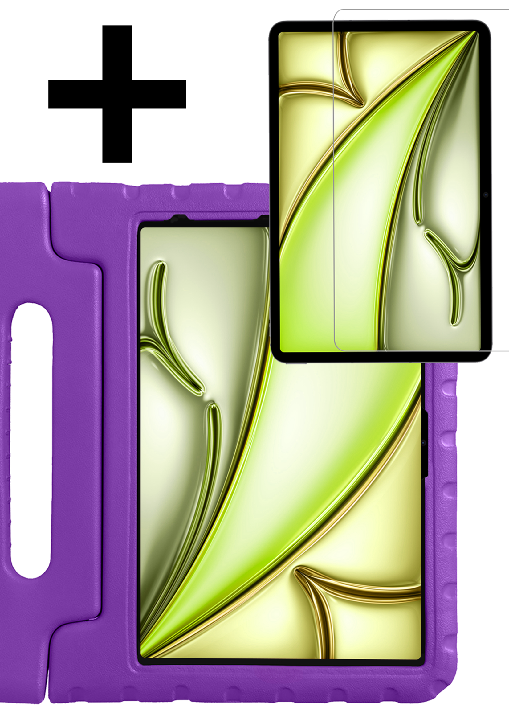 LUQ iPad Air 2024 Hoes Kinder Hoesje Kids Case Cover Kids Proof Met Screenprotector - iPad Air 6 (13 inch) Kinder Hoes - Paars