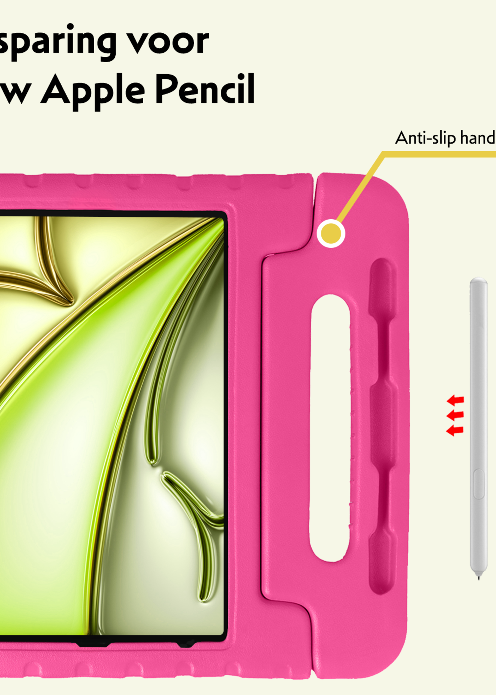 LUQ iPad Air 2024 Hoes Kinder Hoesje Kids Case Cover Kids Proof Met Screenprotector - iPad Air 6 (13 inch) Kinder Hoes - Roze