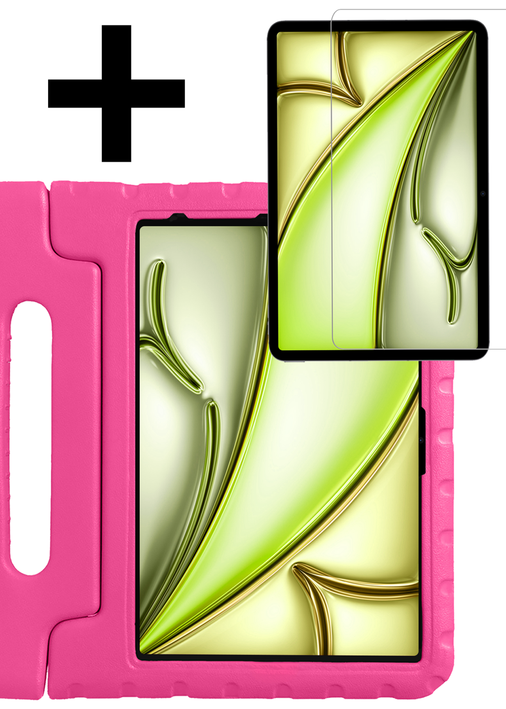 LUQ iPad Air 2024 Hoes Kinder Hoesje Kids Case Cover Kids Proof Met Screenprotector - iPad Air 6 (13 inch) Kinder Hoes - Roze