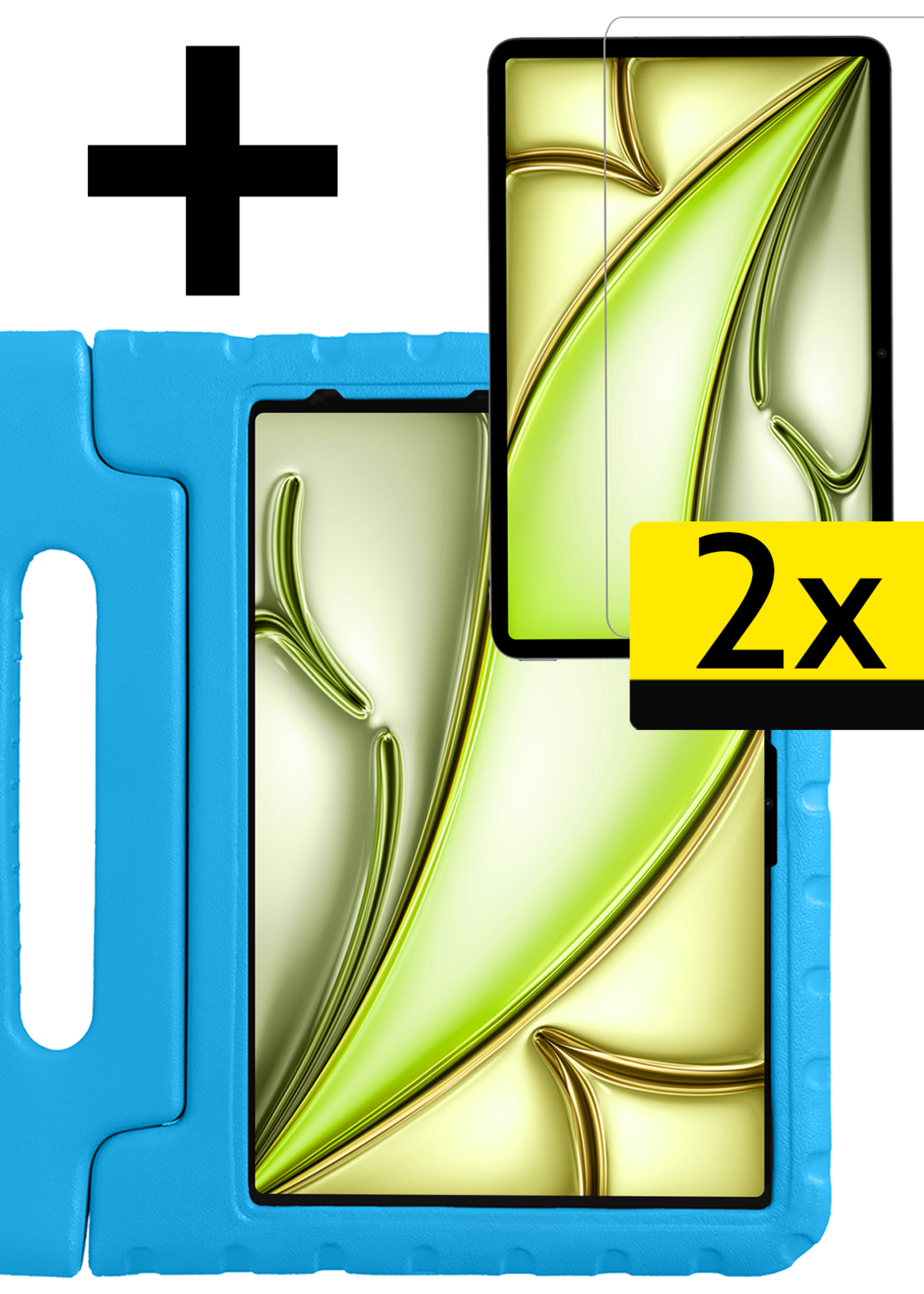 LUQ iPad Air 2024 Hoes Kinder Hoesje Kids Case Cover Kids Proof Met 2x Screenprotector - iPad Air 6 (13 inch) Kinder Hoes - Licht Blauw