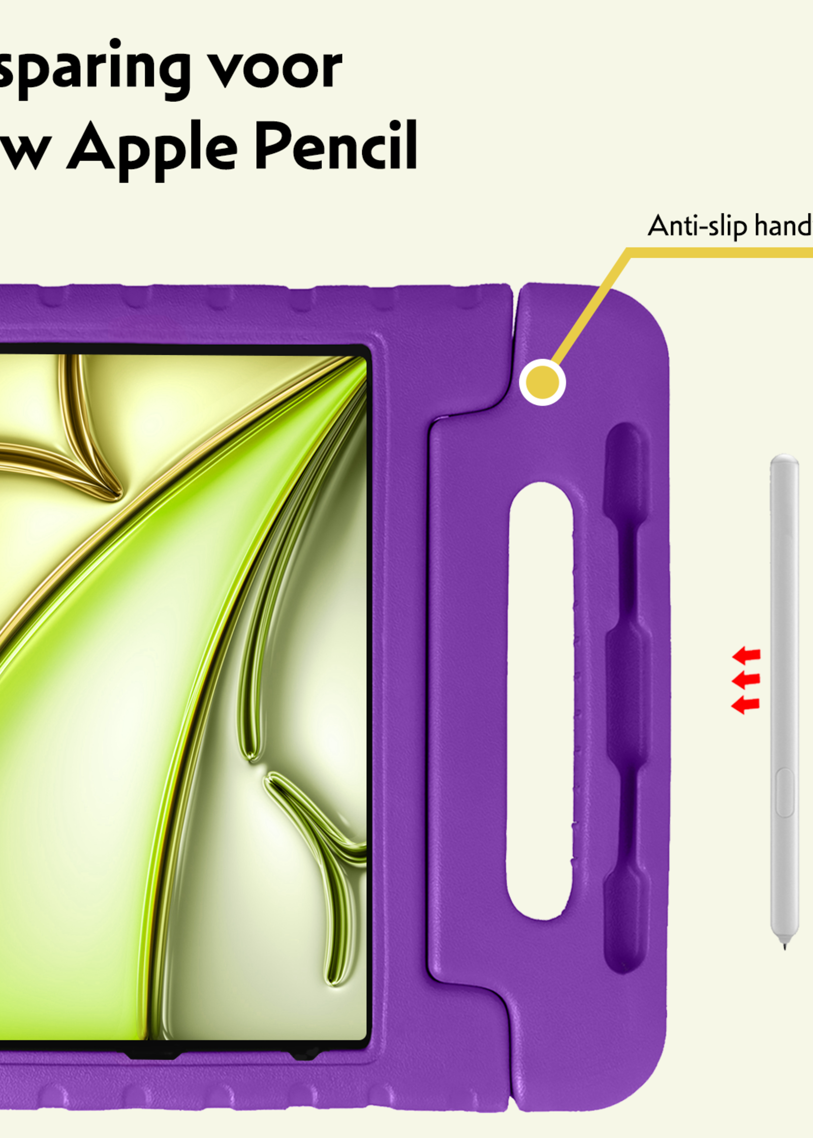 LUQ iPad Air 2024 Hoes Kinder Hoesje Kids Case Cover Kids Proof Met 2x Screenprotector - iPad Air 6 (13 inch) Kinder Hoes - Paars