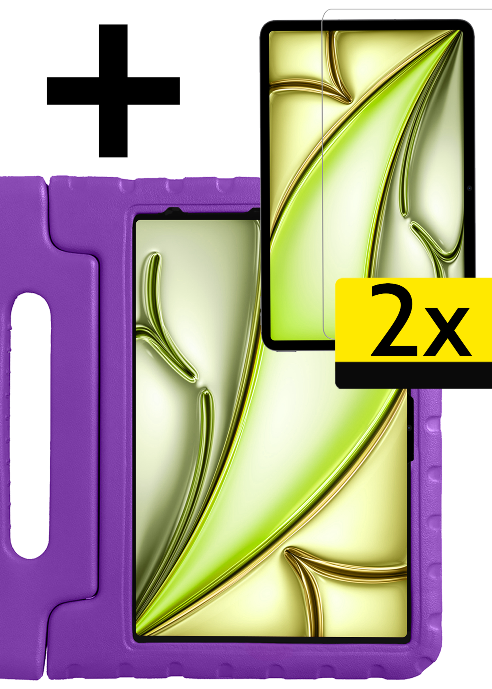 LUQ iPad Air 2024 Hoes Kinder Hoesje Kids Case Cover Kids Proof Met 2x Screenprotector - iPad Air 6 (13 inch) Kinder Hoes - Paars