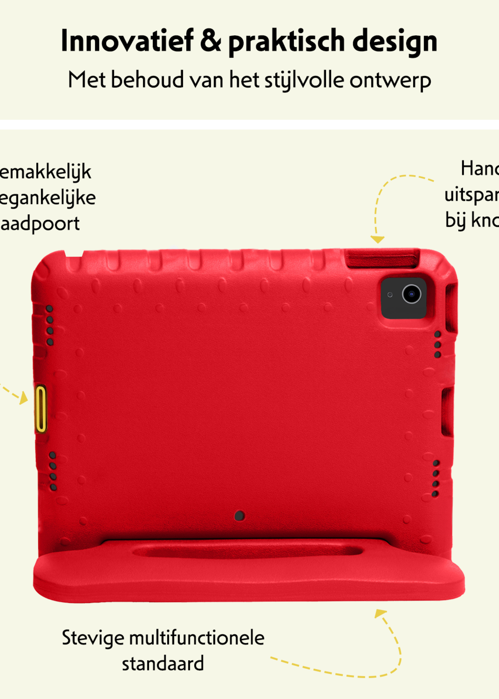 LUQ iPad Air 2024 Hoes Kinder Hoesje Kids Case Cover Kids Proof Met 2x Screenprotector - iPad Air 6 (13 inch) Kinder Hoes - Rood