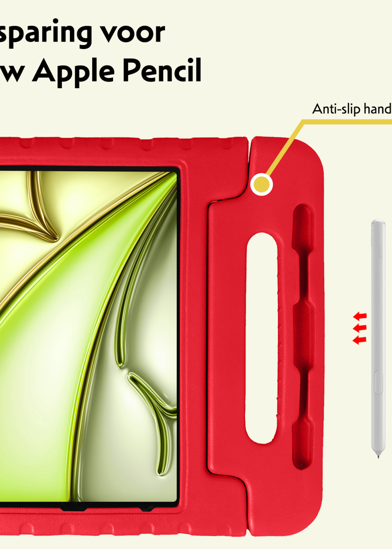 LUQ iPad Air 2024 Hoes Kinder Hoesje Kids Case Cover Kids Proof Met 2x Screenprotector - iPad Air 6 (13 inch) Kinder Hoes - Rood