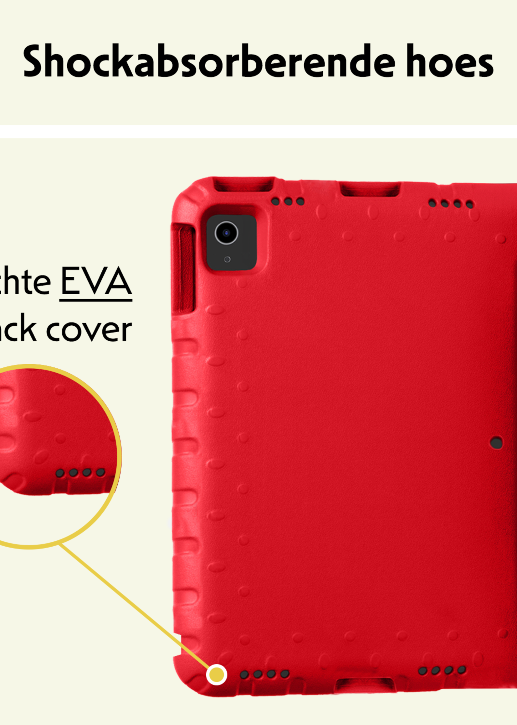 LUQ iPad Air 2024 Hoes Kinder Hoesje Kids Case Cover Kids Proof Met 2x Screenprotector - iPad Air 6 (13 inch) Kinder Hoes - Rood