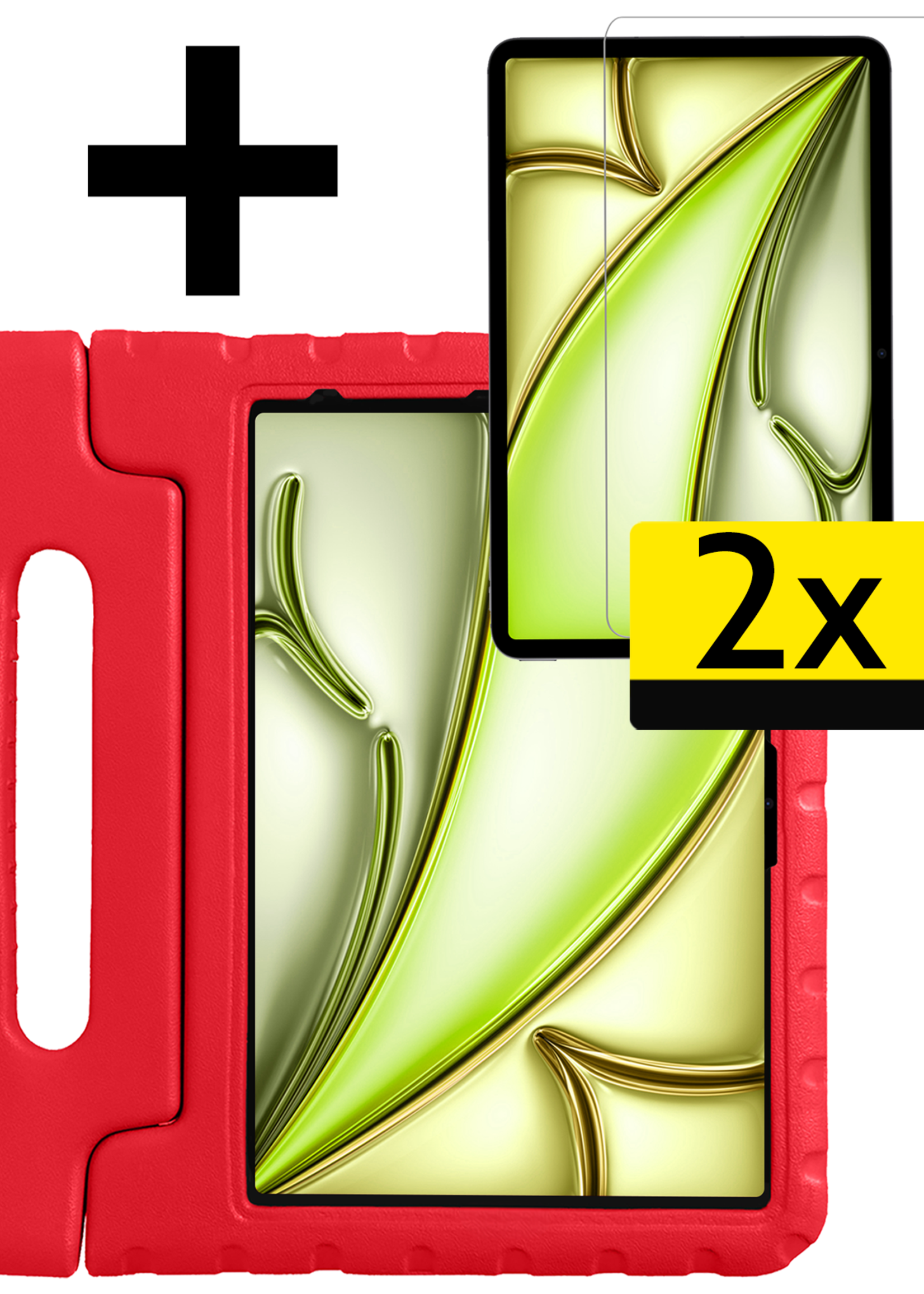 LUQ iPad Air 2024 Hoes Kinder Hoesje Kids Case Cover Kids Proof Met 2x Screenprotector - iPad Air 6 (13 inch) Kinder Hoes - Rood