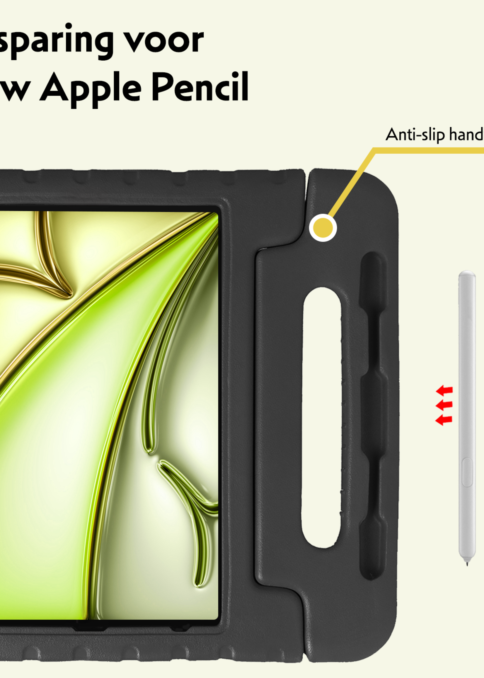 LUQ iPad Air 2024 Hoes Kinder Hoesje Kids Case Cover Kids Proof Met 2x Screenprotector - iPad Air 6 (13 inch) Kinder Hoes - Zwart