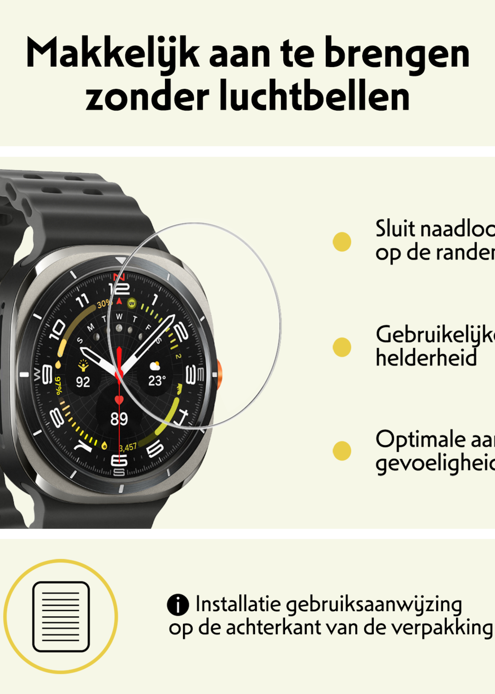 LUQ Screenprotector Geschikt voor Samsung Watch 7 Ultra 47 mm Screenprotector Glas Gehard Screen Cover - Screen Protector Geschikt voor Samsung Galaxy Watch 7 Ultra (47 mm) Screenprotector Tempered Glass