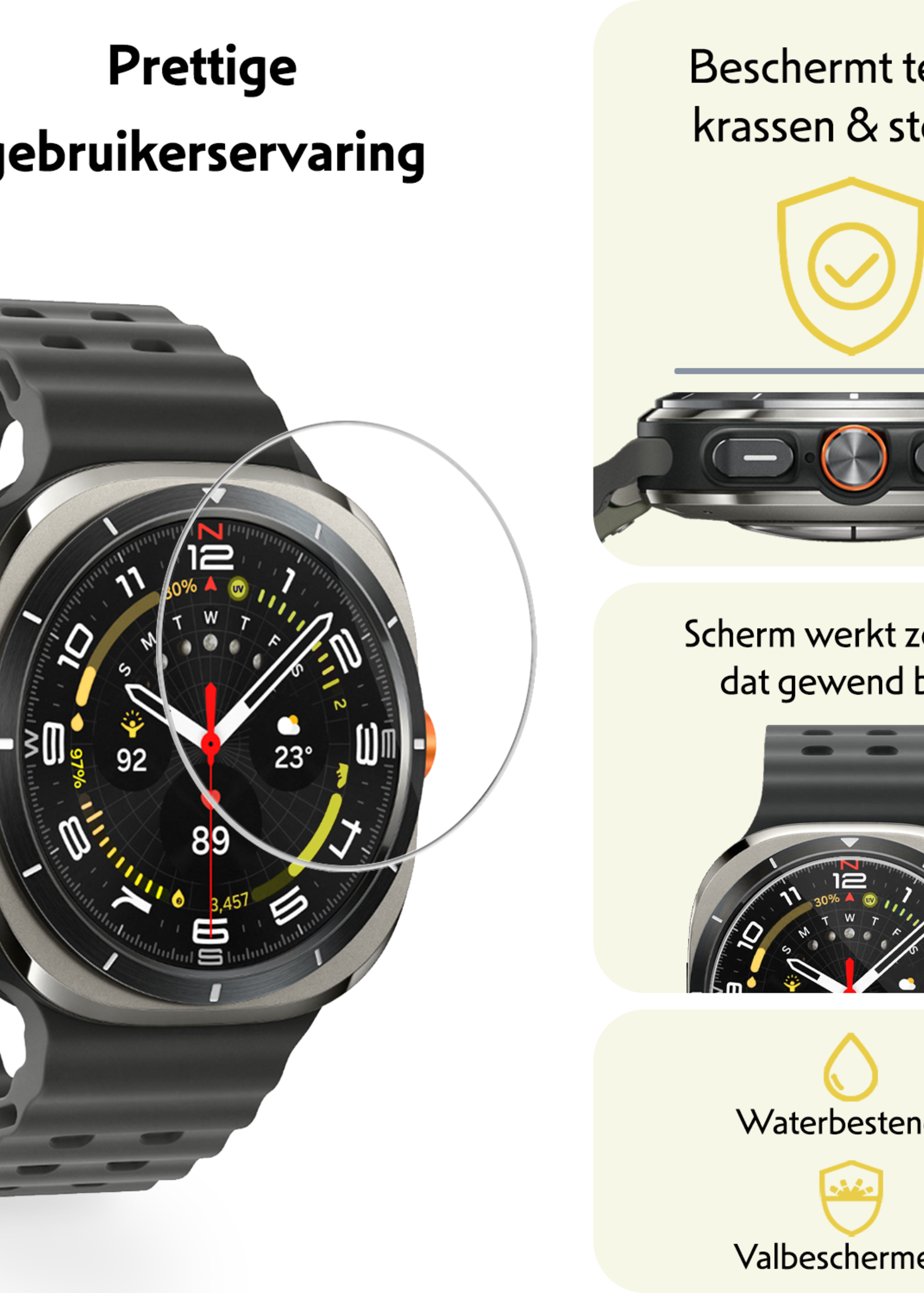 LUQ Screenprotector Geschikt voor Samsung Watch 7 Ultra 47 mm Screenprotector Glas Gehard Screen Cover - Screen Protector Geschikt voor Samsung Galaxy Watch 7 Ultra (47 mm) Screenprotector Tempered Glass - 3 PACK