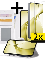 LUQ LUQ OnePlus Nord CE4 Hoesje Bookcase Met 2x Screenprotector - Wit