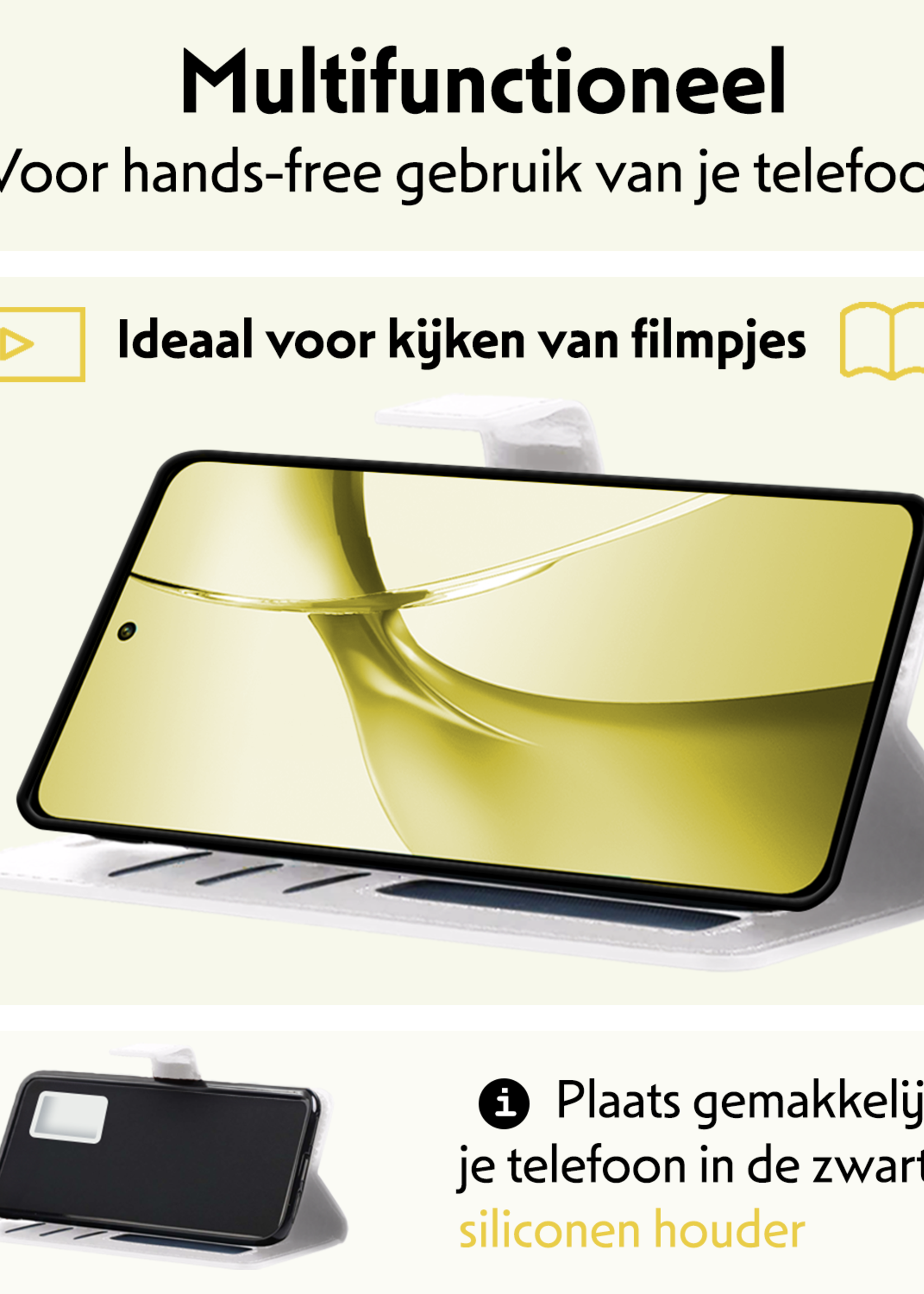 LUQ Hoesje Geschikt voor OnePlus Nord CE4 Hoesje Book Case Hoes Portemonnee Cover Walletcase Met 2x Screenprotector - Hoes Geschikt voor OnePlus Nord CE4 Hoes Bookcase Hoesje - Wit