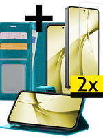 LUQ LUQ OnePlus Nord CE4 Hoesje Bookcase Met 2x Screenprotector - Turquoise