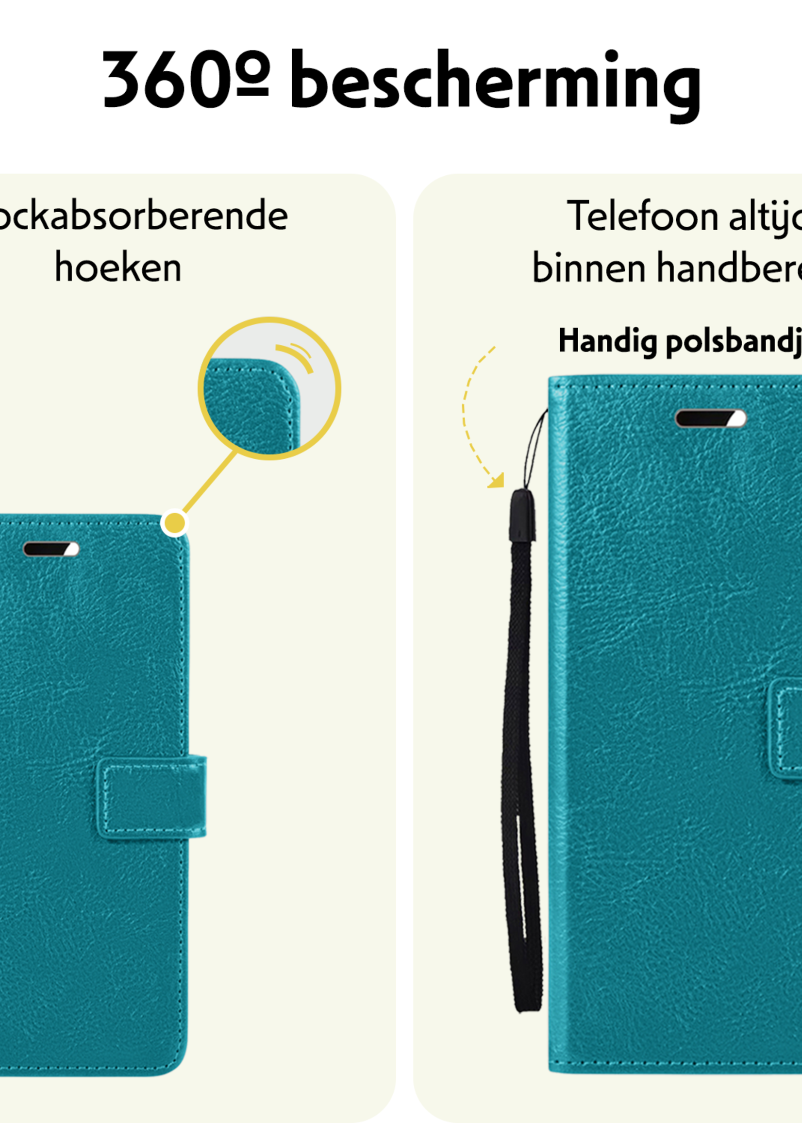 LUQ Hoesje Geschikt voor OnePlus Nord CE4 Hoesje Book Case Hoes Portemonnee Cover Walletcase Met 2x Screenprotector - Hoes Geschikt voor OnePlus Nord CE4 Hoes Bookcase Hoesje - Turquoise
