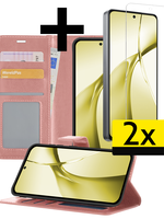 LUQ LUQ OnePlus Nord CE4 Hoesje Bookcase Met 2x Screenprotector - Rose Goud