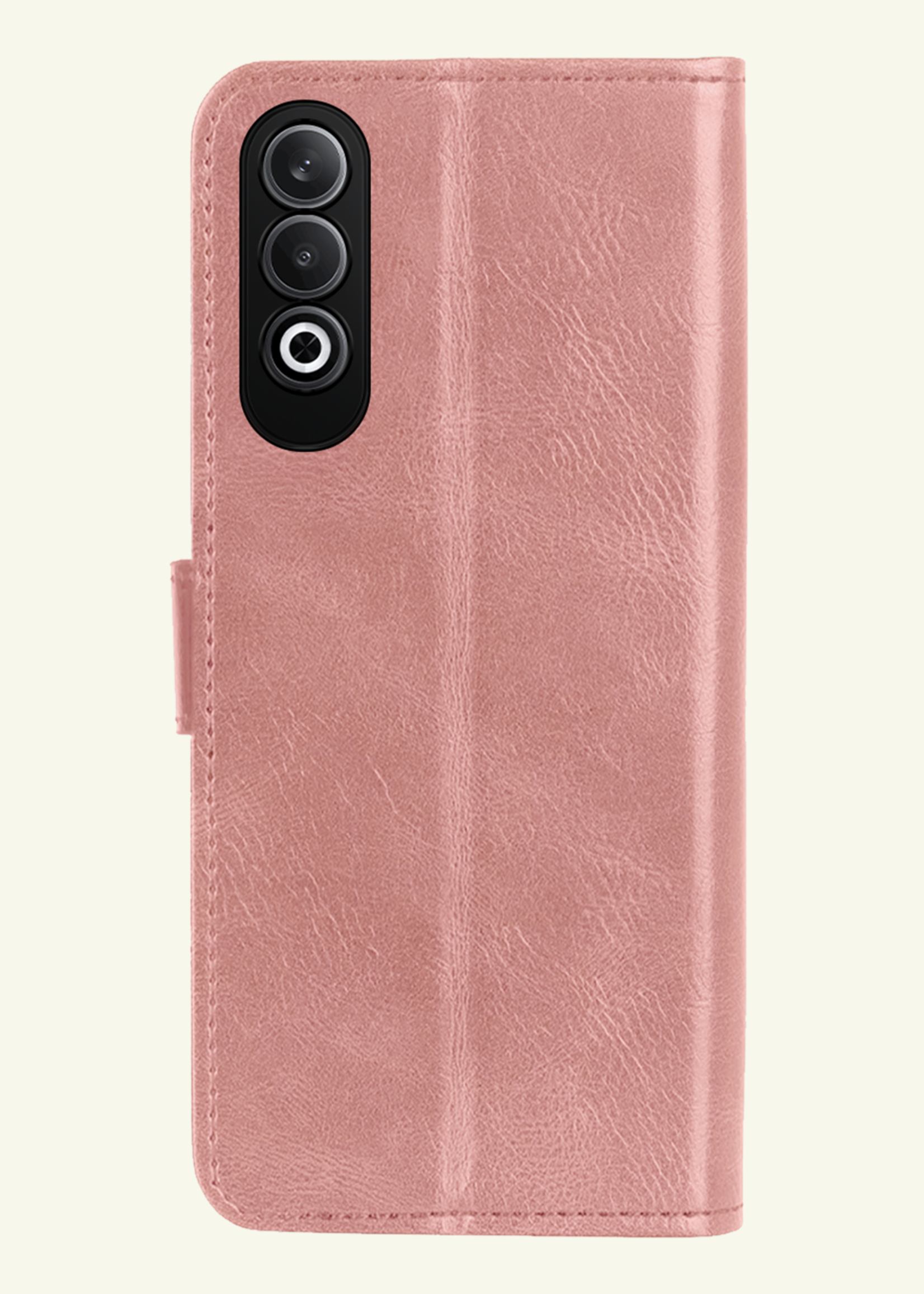 LUQ Hoesje Geschikt voor OnePlus Nord CE4 Hoesje Book Case Hoes Portemonnee Cover Walletcase Met 2x Screenprotector - Hoes Geschikt voor OnePlus Nord CE4 Hoes Bookcase Hoesje - Rosé goud
