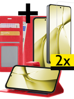 LUQ LUQ OnePlus Nord CE4 Hoesje Bookcase Met 2x Screenprotector - Rood