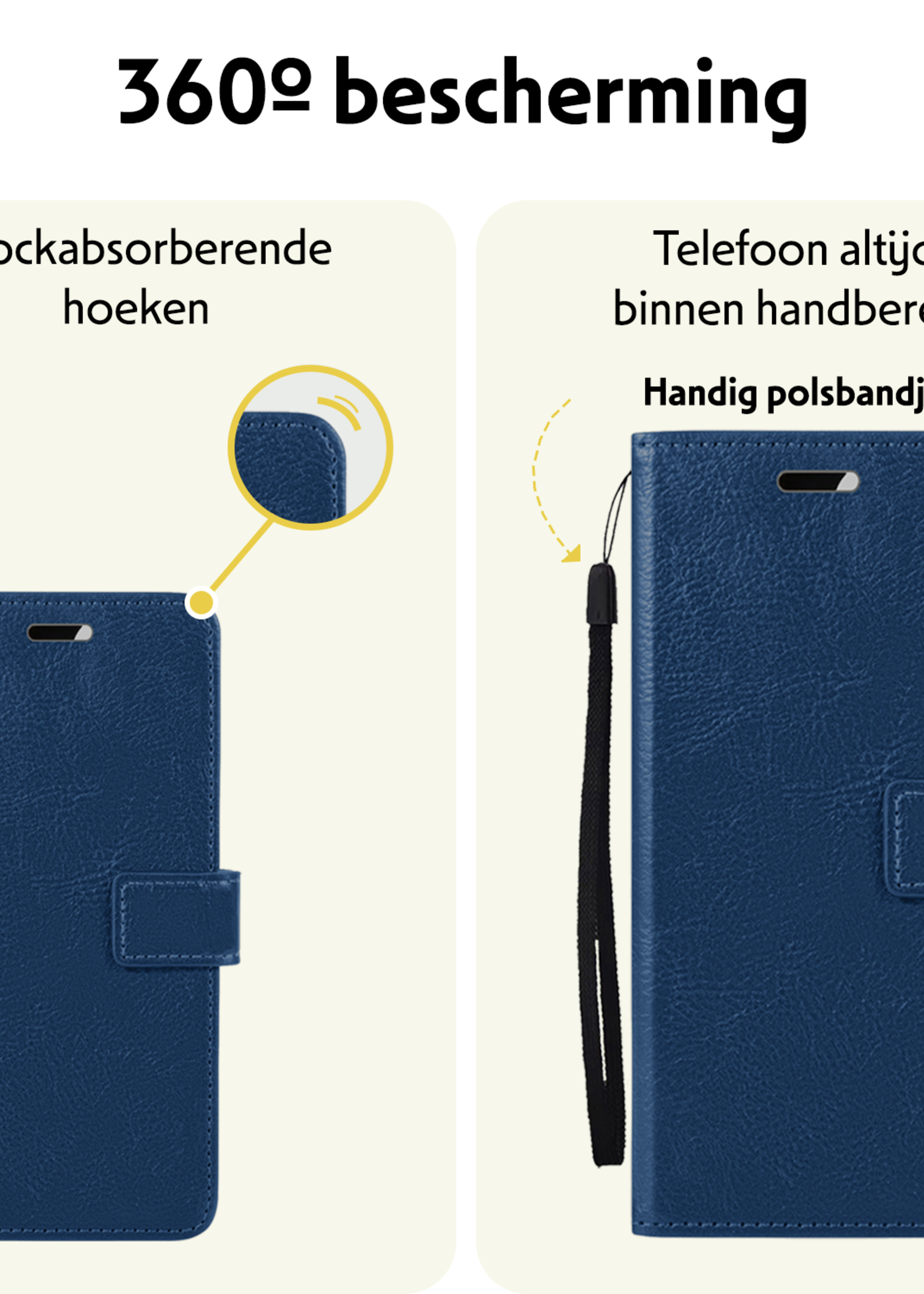 LUQ Hoesje Geschikt voor OnePlus Nord CE4 Hoesje Book Case Hoes Portemonnee Cover Walletcase Met 2x Screenprotector - Hoes Geschikt voor OnePlus Nord CE4 Hoes Bookcase Hoesje - Donkerblauw